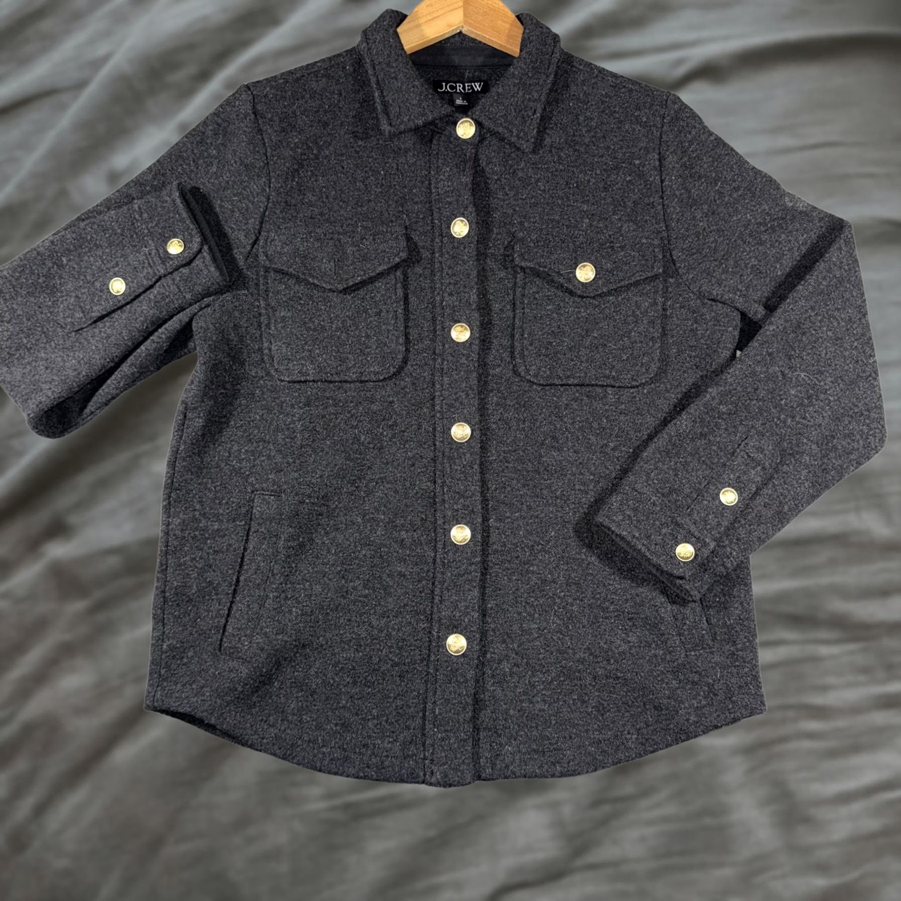 J.Crew J.Crew Jacket Mens Small Gray Wool Military Shirt Jacket Button Front Casual Size US S / EU 44-46 / 1 - 1 Thumbnail