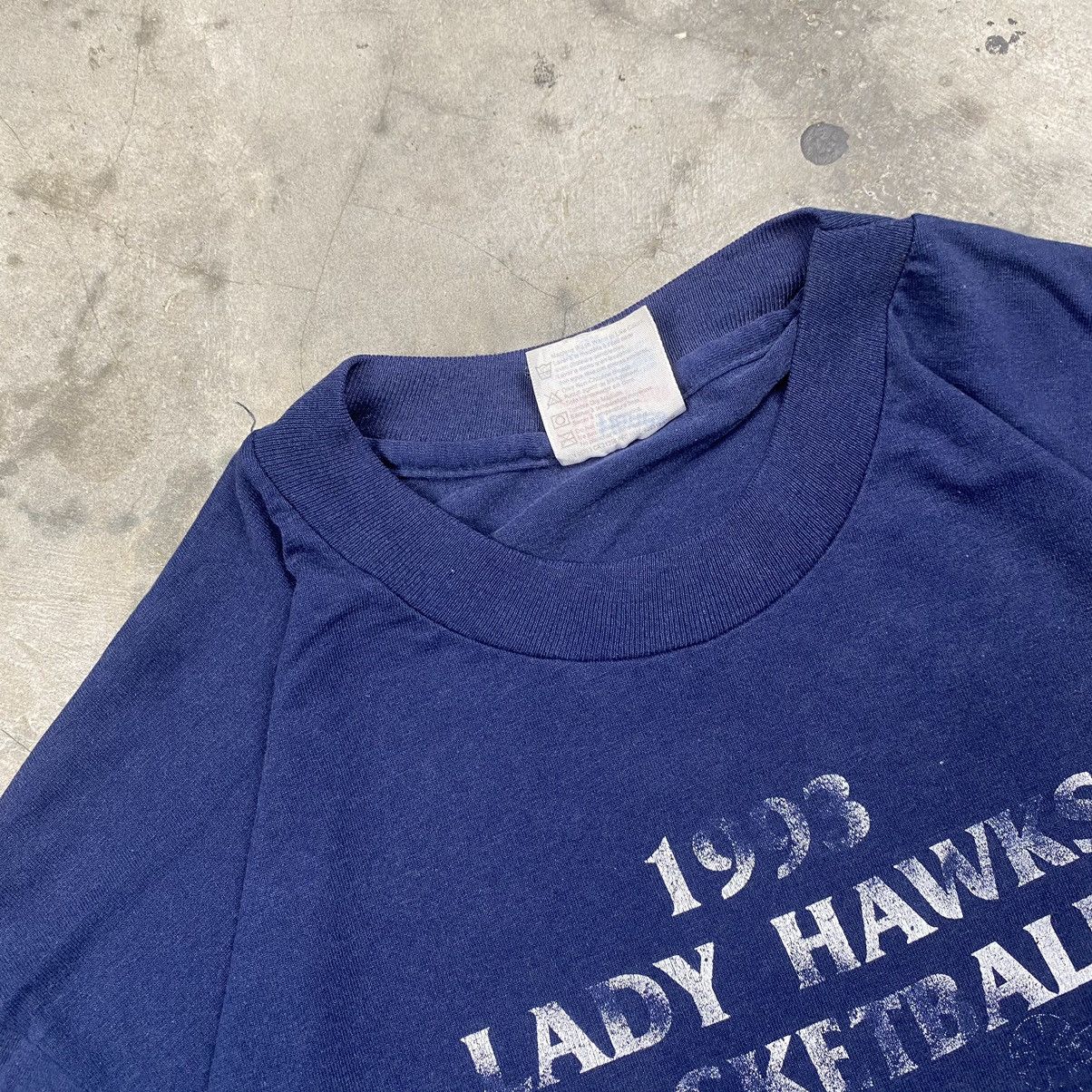 Japanese Brand × Vintage 90s 1993 Lady Hawks Basketball Yokosuka Japan Tee Size US L / EU 52-54 / 3 - 5 Thumbnail