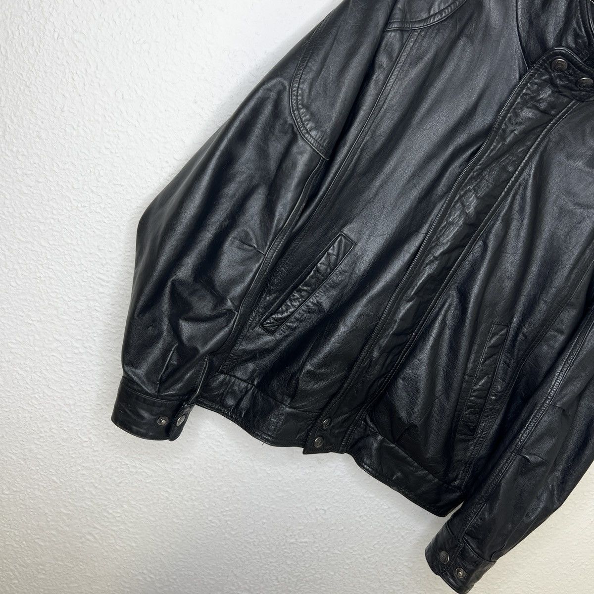 Japanese Brand Vintage Leather Jacket Biker Ramones Black Genuine Trucker Size US M / EU 48-50 / 2 - 2 Thumbnail