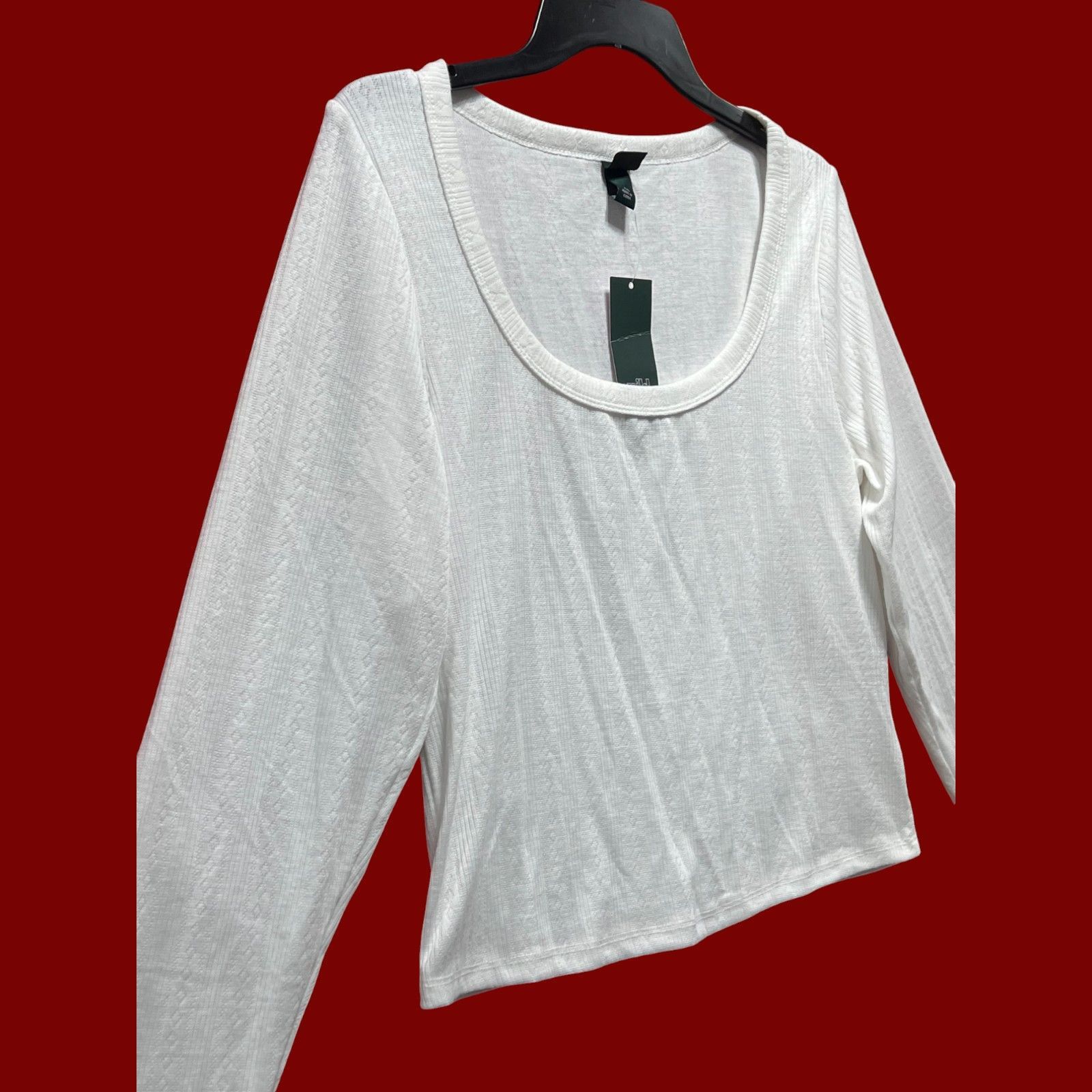 Other Wild Fable - Women's Long Sleeve Pointelle T-Shirt - White - Size XXL / US 16-18 / IT 52-54 - 11 Thumbnail
