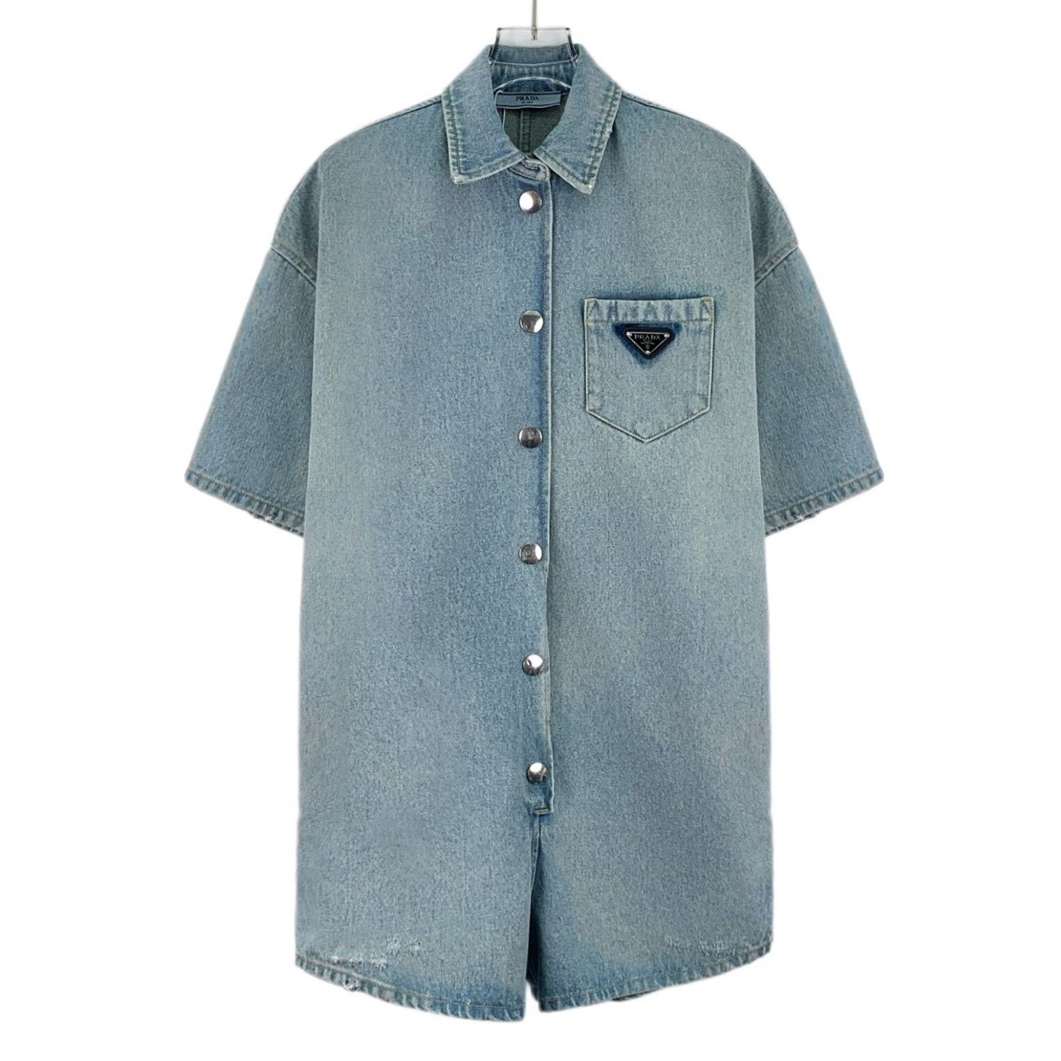 Prada Prada Denim Triangle Logo Jumpsuit IT 38 Size 26" / US 2 / IT 38 - 1 Thumbnail