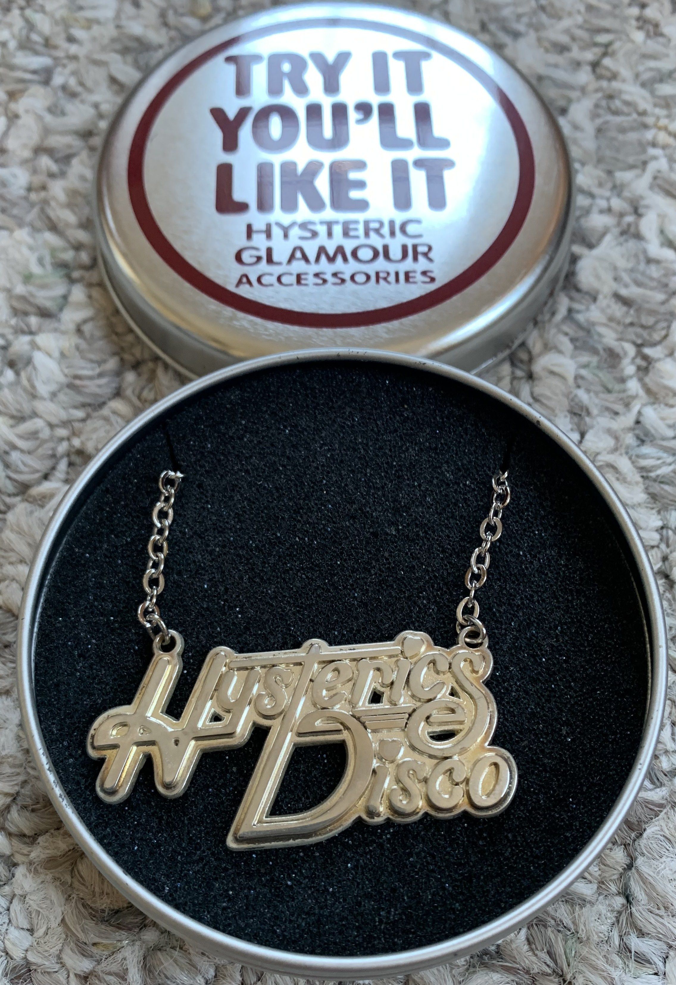 image of Hysteric Glamour Disco Necklace + Case in Silver, Men's