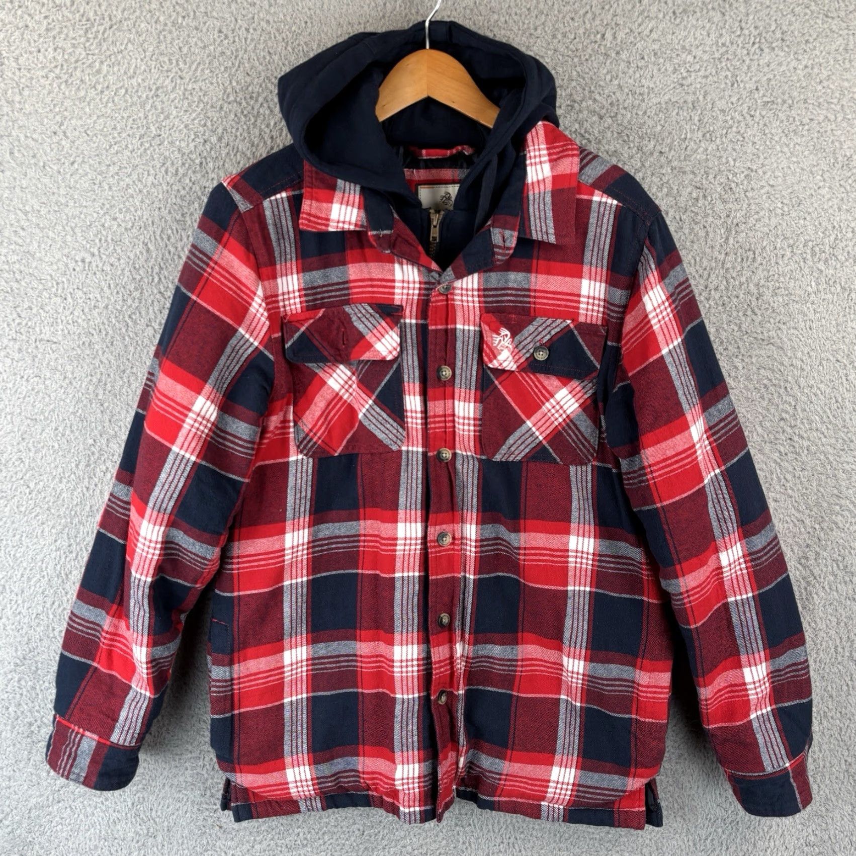 Vintage Legendary Whitetails Hoodie Shirt Jacket Shacket Men M Plaid Red Heavyweight Quilted Pockets Pocket Hooded Outdoor Winter Fall Spring Casual Workwear Size US M / EU 48-50 / 2 - 2 Thumbnail