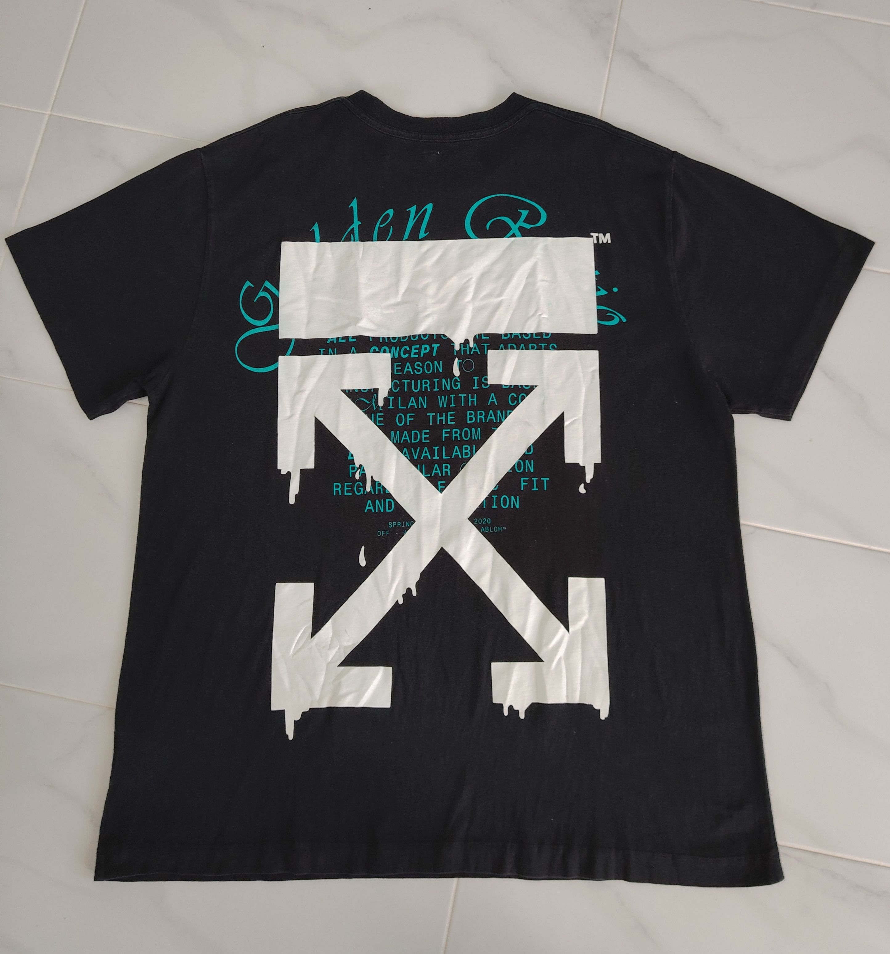 Off-White Off-White SS20 Golden Ratio Dripping Arrows Slim Tee Size US S / EU 44-46 / 1 - 8 Thumbnail