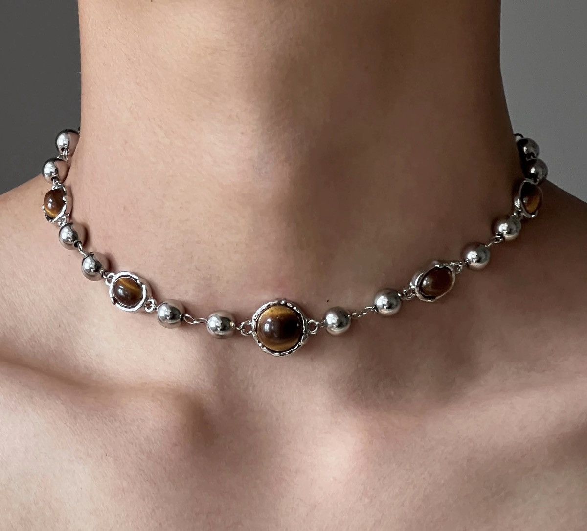 Japanese Brand × Jewelry Retro punk gem beads chain necklace choker Size ONE SIZE - 1 Thumbnail