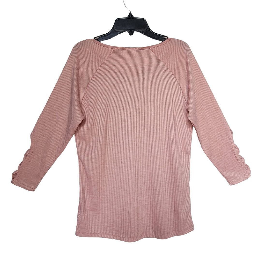 Other ⭐Harmony Sz S Basic Women Active top Coral Pink textured 3/4 Size S / US 4 / IT 40 - 3 Thumbnail