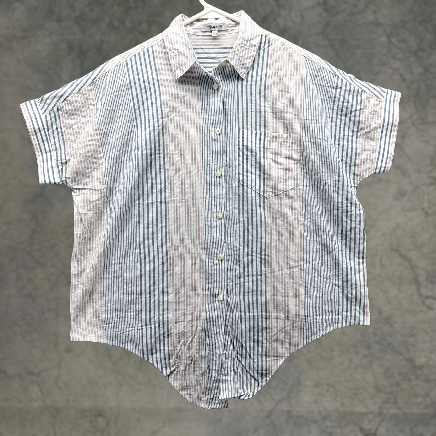 Madewell VINTAGE Madewell Shirt Womens XS White Blue Red Striped Short Sleeve Button Front Hemp Size XS / US 0-2 / IT 36-38 - 1 Thumbnail
