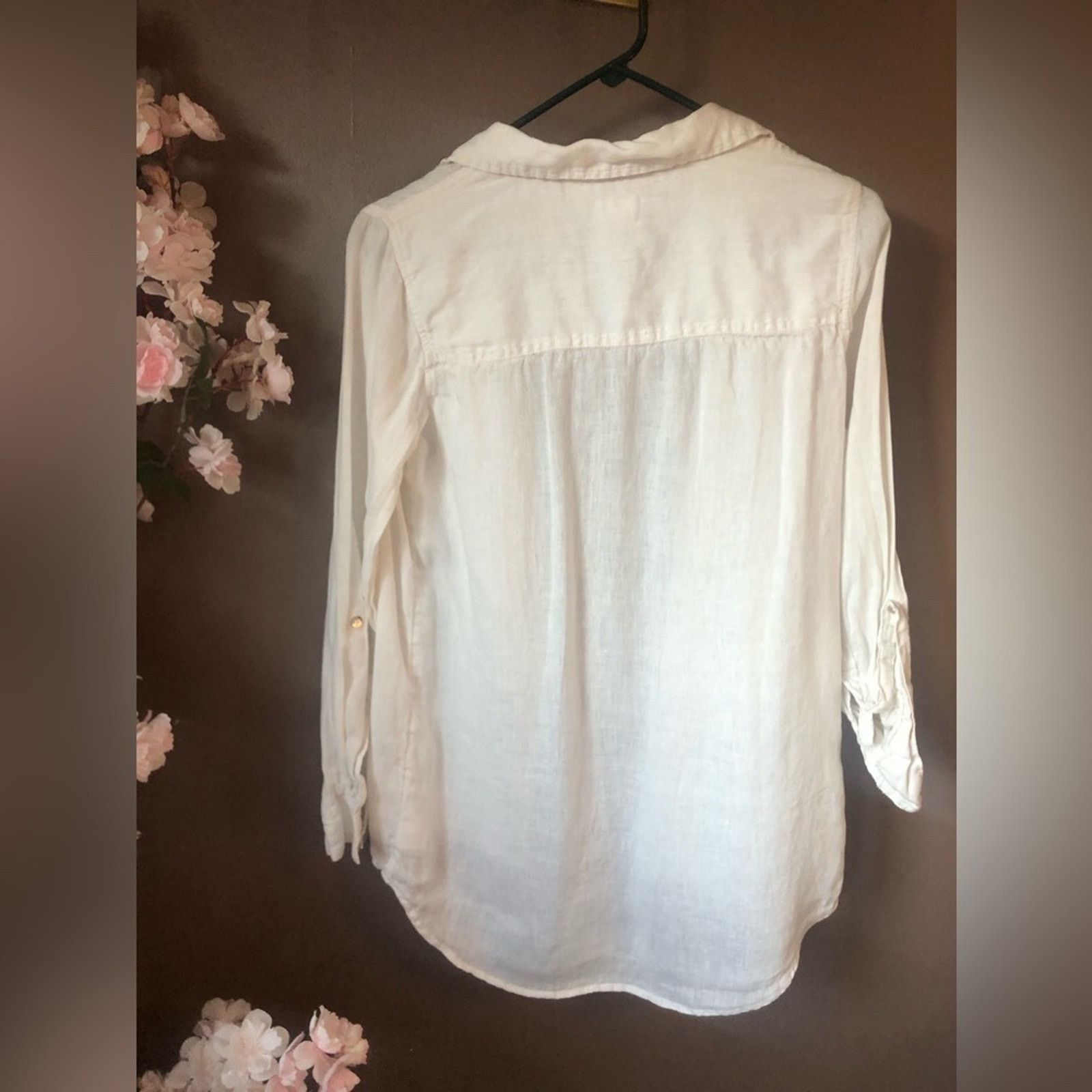 NBDN Nobrandedon White linen top shirt button down. Size XS / US 0-2 / IT 36-38 - 5 Thumbnail
