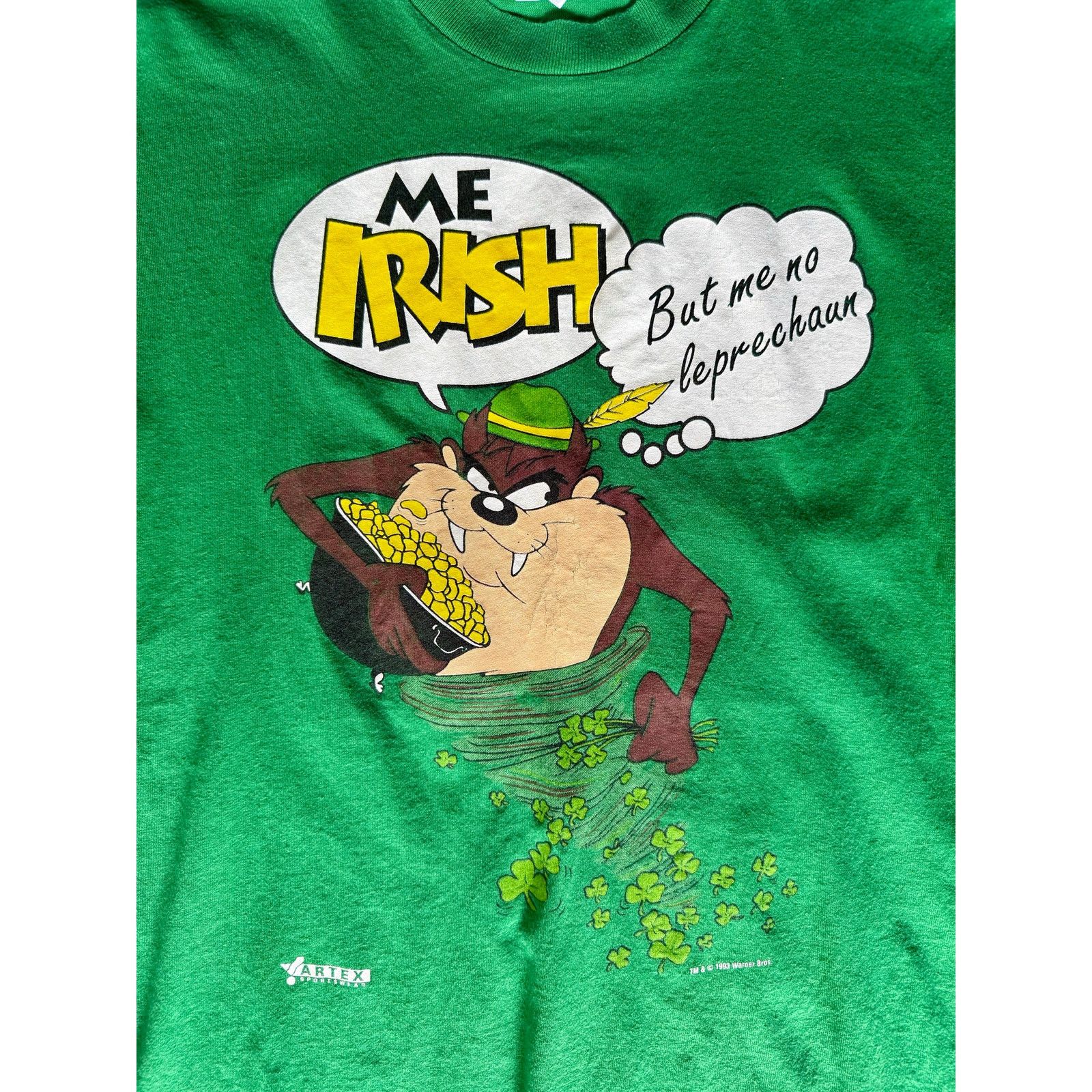 Vintage Vintage 90’s Tasmanian Devil Green Irish T Shirt Med Large Size US L / EU 52-54 / 3 - 3 Thumbnail