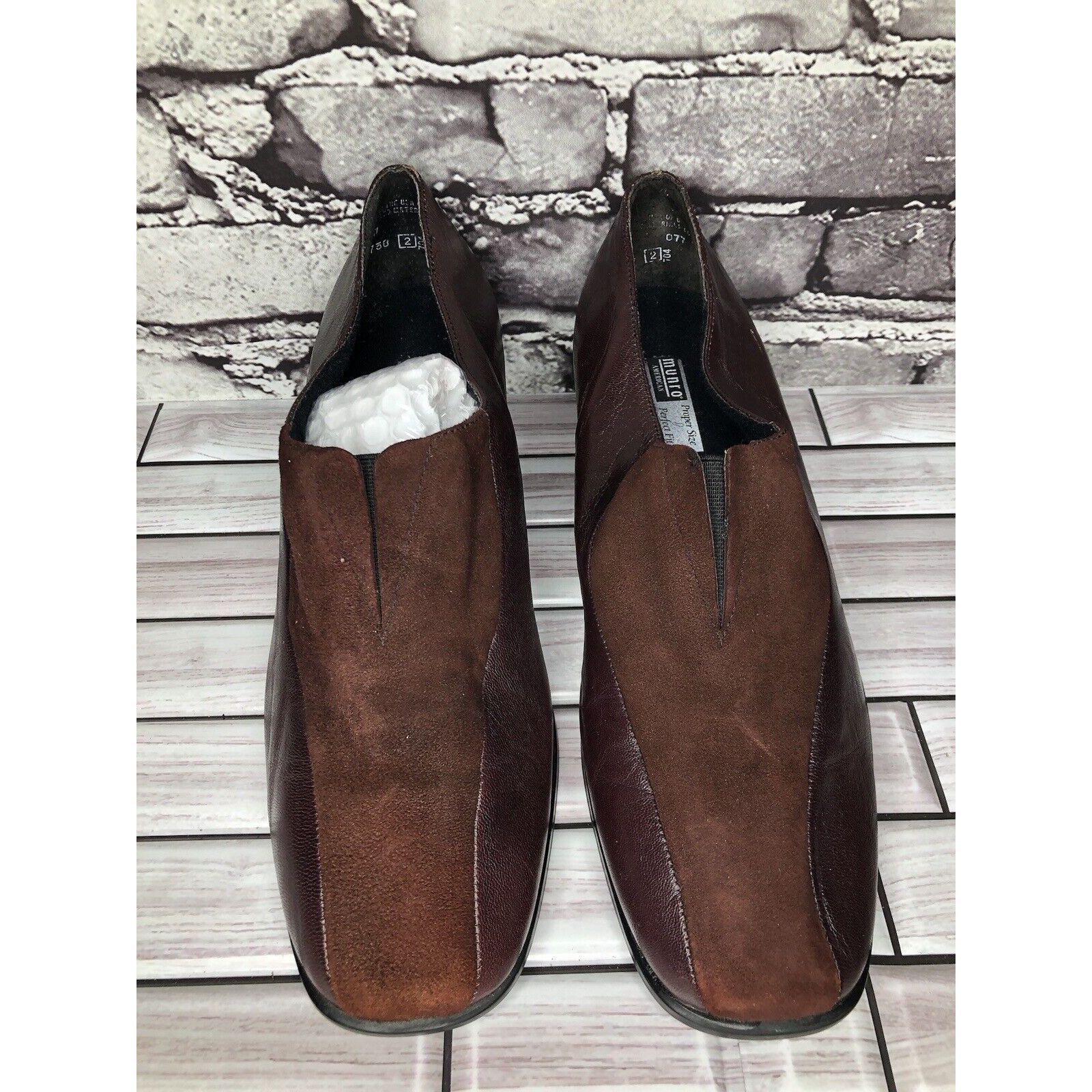 Other Munro American Burgundy Leather Suede Heel Loafer Shoes Wome Size US 10 / IT 40 - 2 Thumbnail