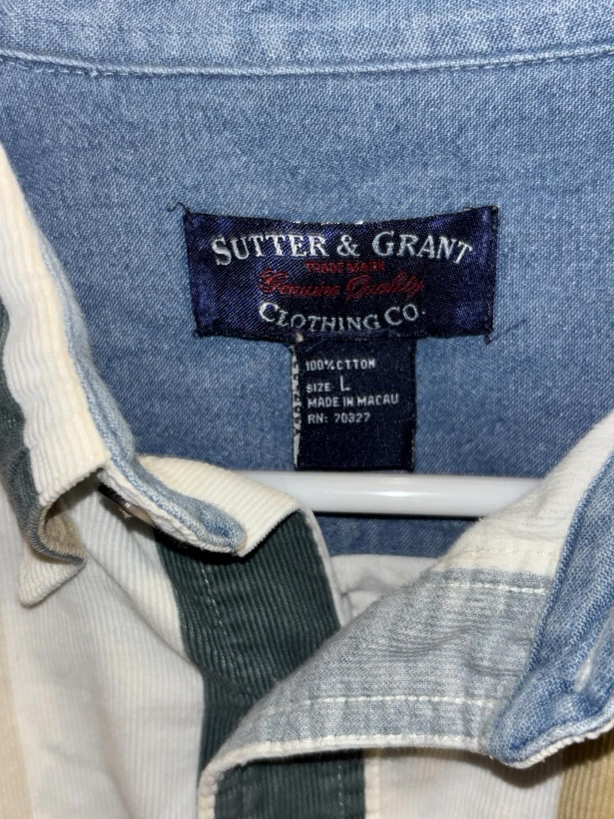 Other Vintage Sutter & Grant L Corduroy Striped Button Down Shirt Size US L / EU 52-54 / 3 - 4 Thumbnail