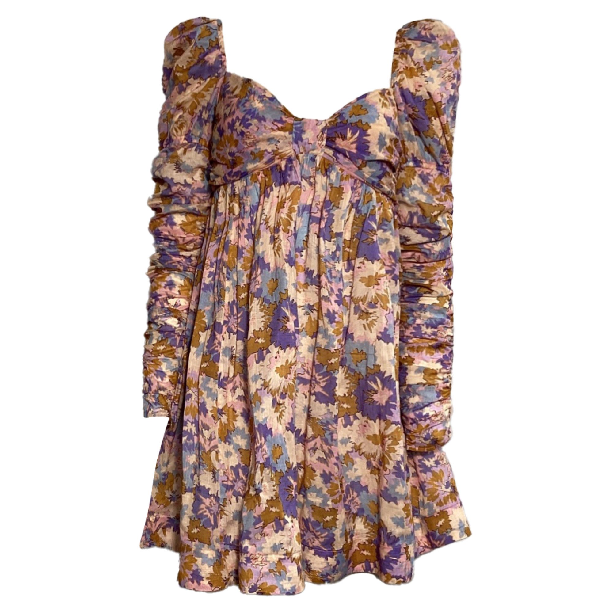 Zimmermann Zimmermann Floral Print Ruched Mini Dress in Multicolor Cot Size XS / US 0-2 / IT 36-38 - 1 Thumbnail