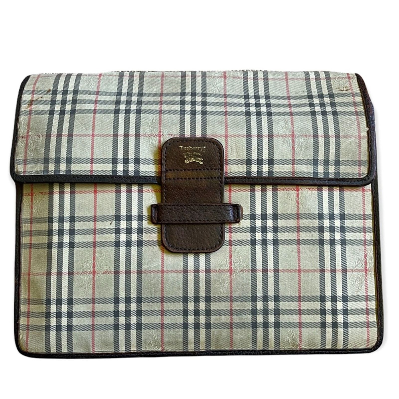 Burberry Vintage Tartan Mini Portfolio Clutch Authentic