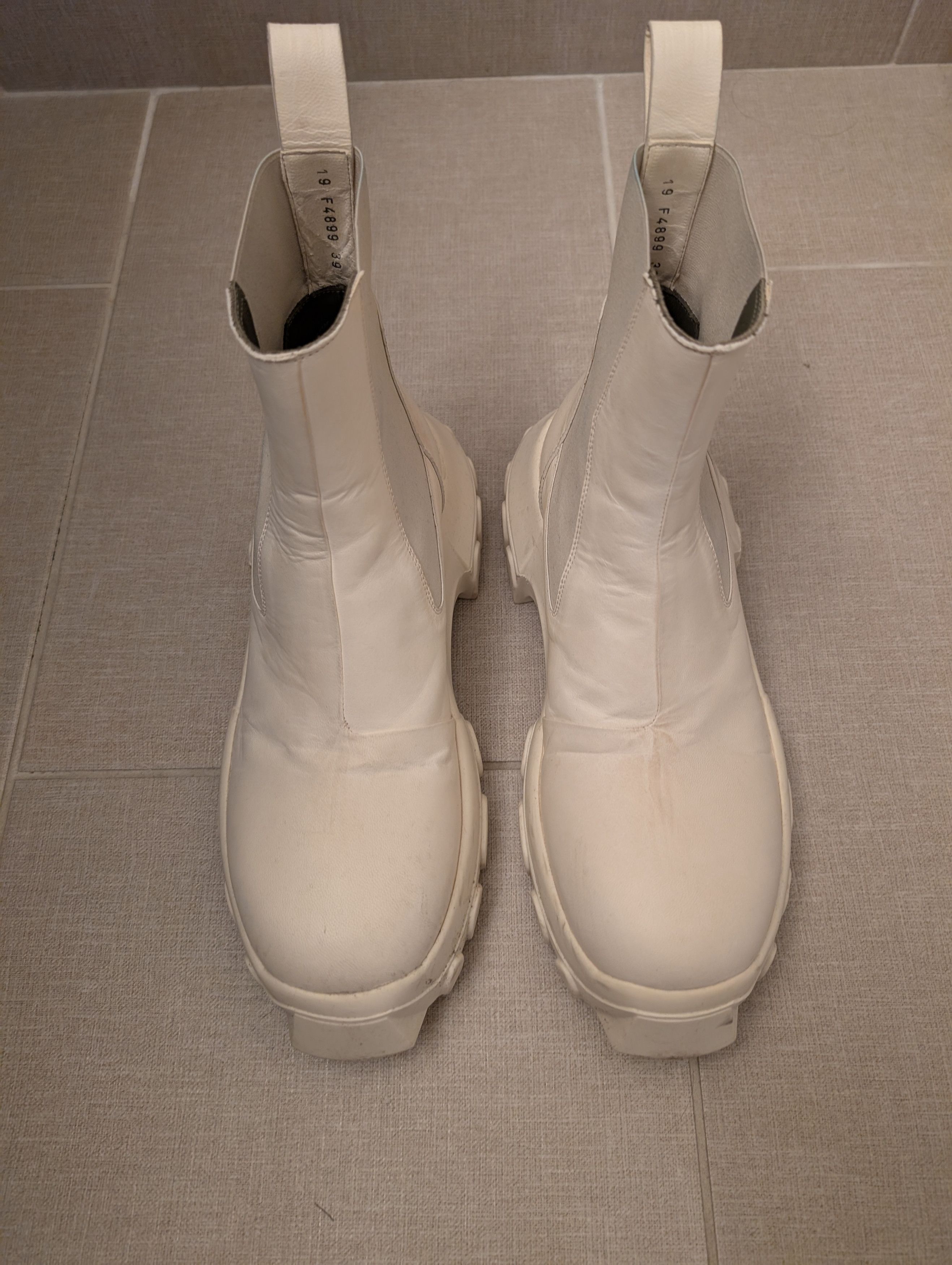 Rick Owens Rick Owens White Bozo Tractor Beetle Chelsea Boots Size US 6 / EU 39 - 3 Thumbnail