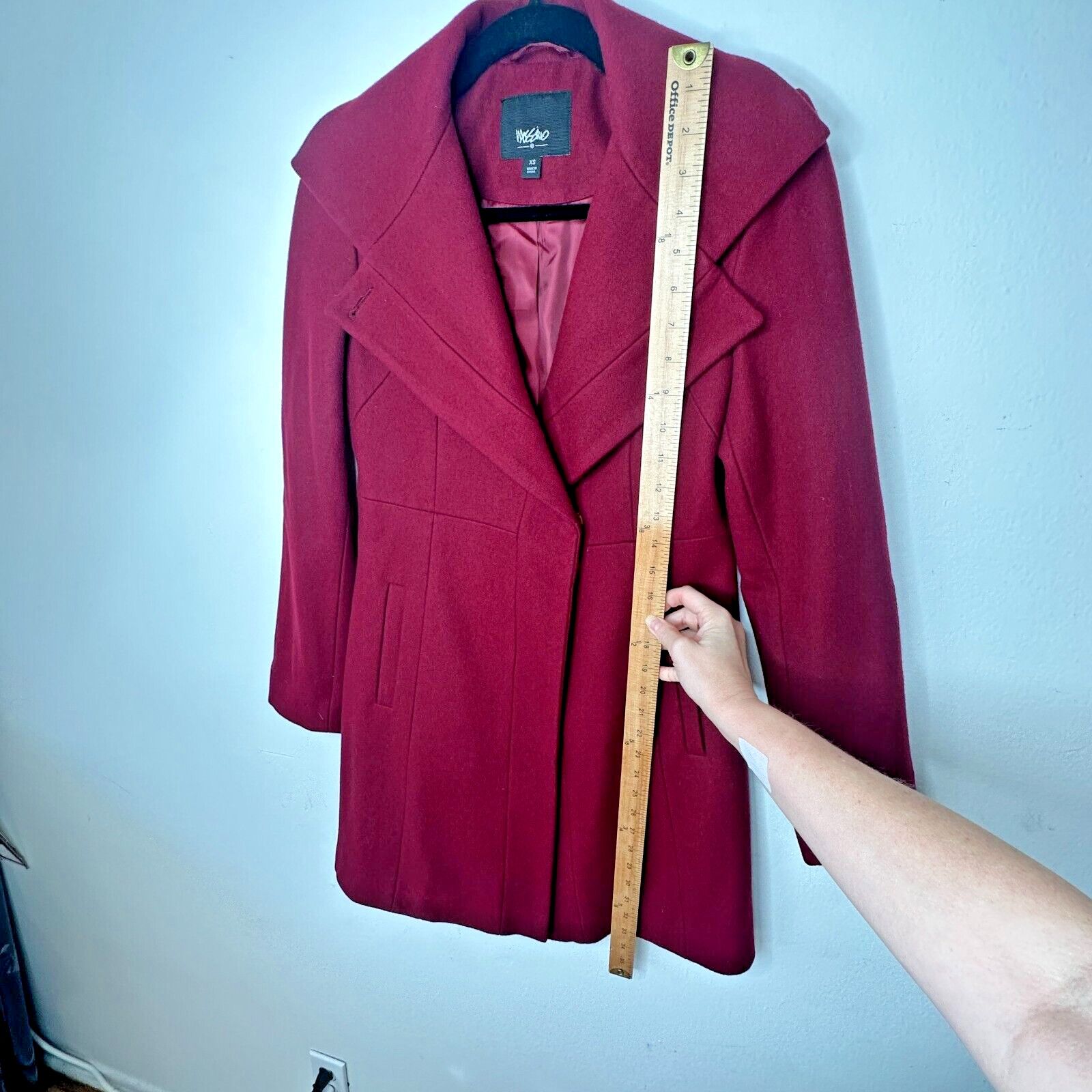 Mossimo Mossimo Red Wool Fitted Long Line Button Coat Welt Pocket XS Size XS / US 0-2 / IT 36-38 - 10 Thumbnail