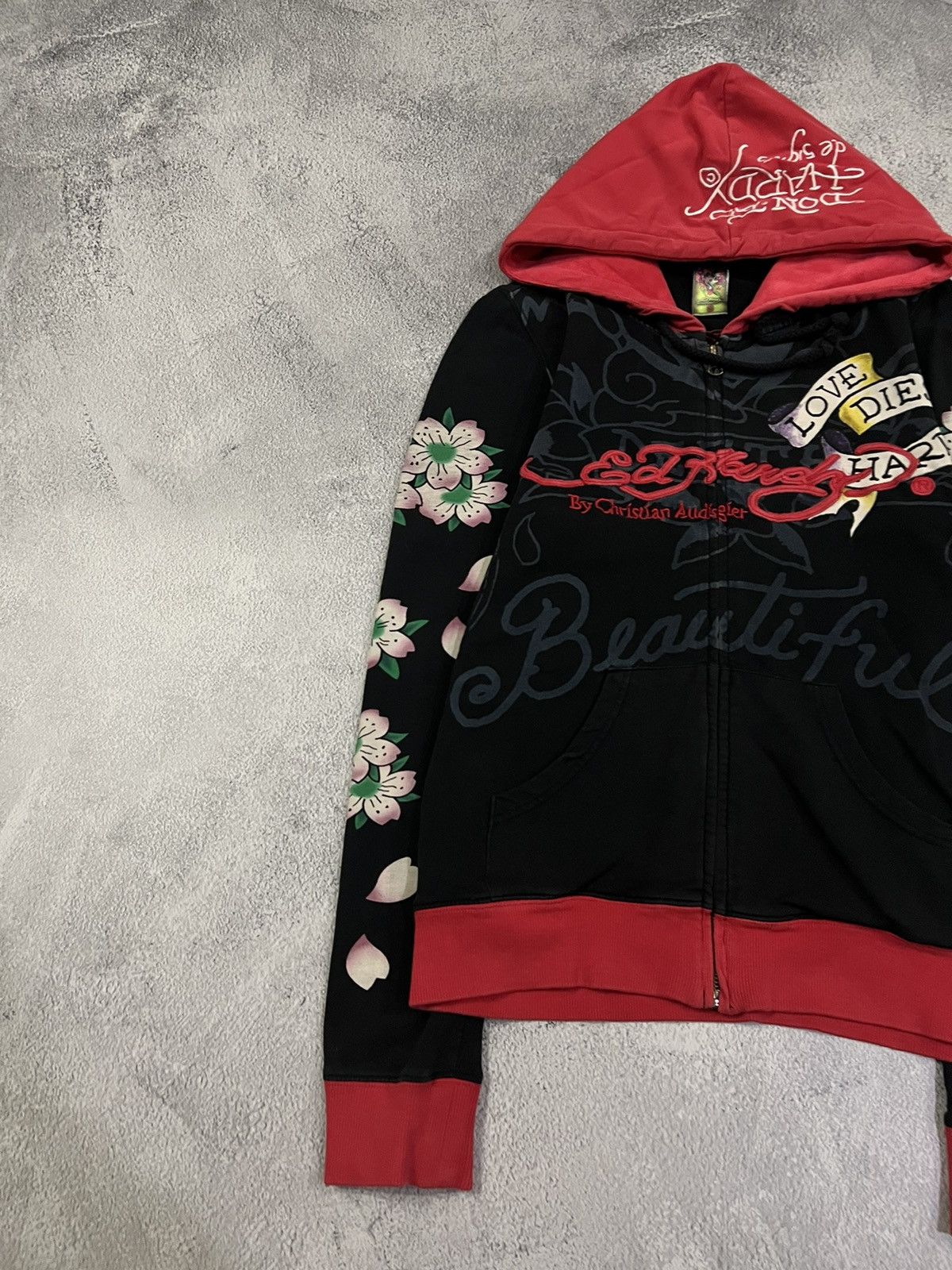 Christian Audigier × Ed Hardy × Vintage Vintage Y2k Ed Hardy Skull ☠️ All Over Print Zip Hoodie 00’s Size S / US 4 / IT 40 - 6 Thumbnail