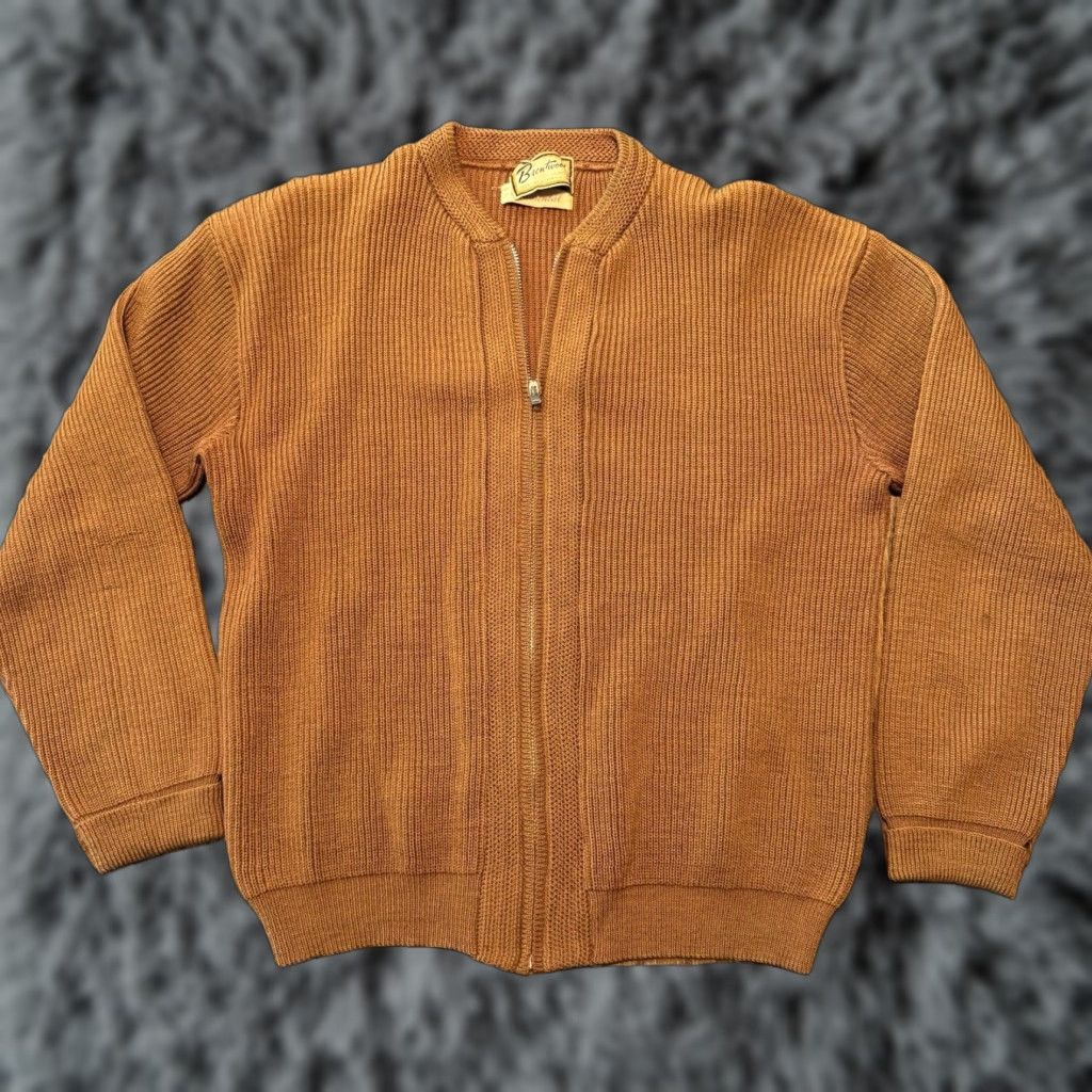 Vintage VINTAGE Brentwood Sportswear Full Zip Wool Sweater Mens Size Medium Brown Size US M / EU 48-50 / 2 - 1 Thumbnail