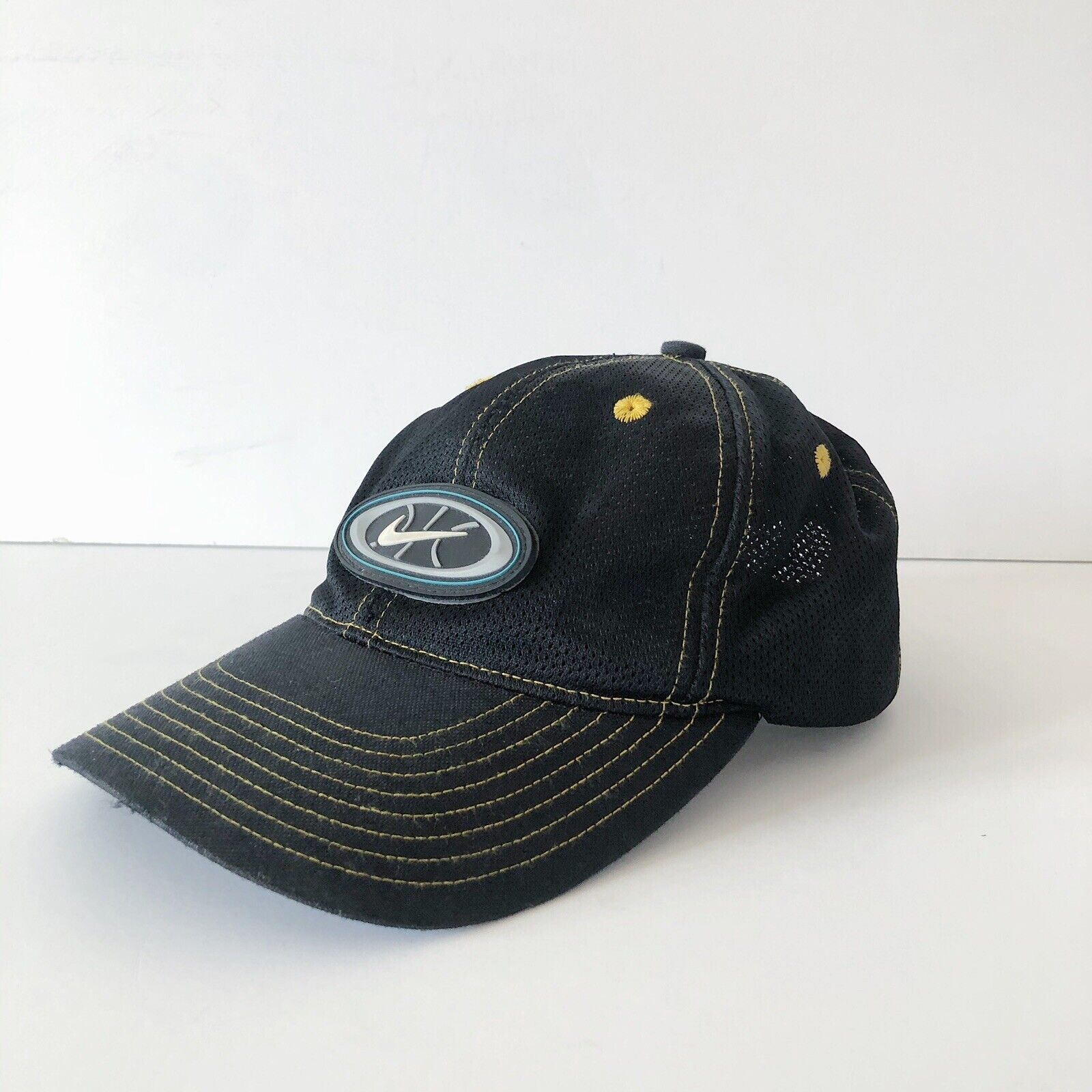 1990s Nike Adjustable Hat Black White Tag Circle Logo VTG OS