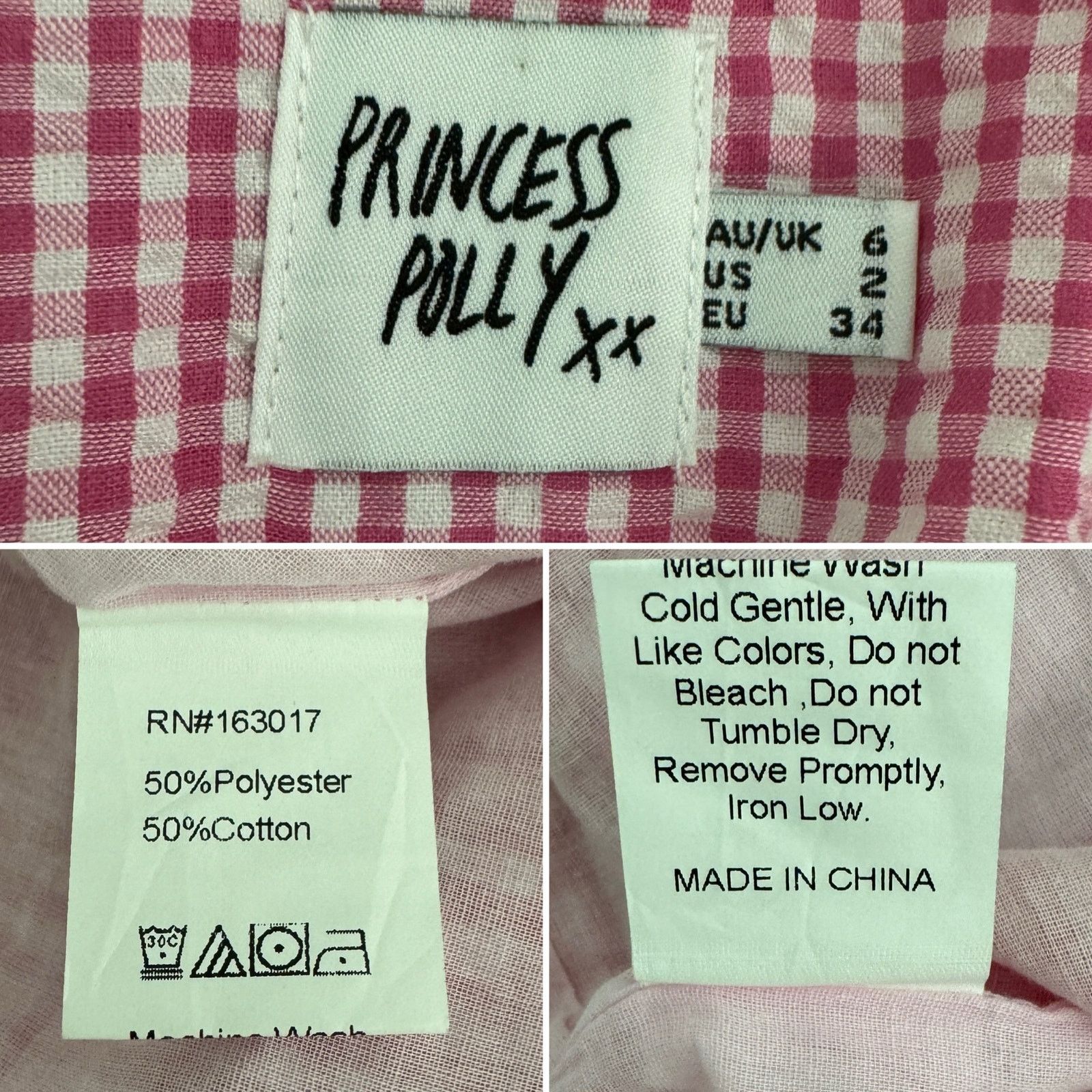 PRINCESS POLLY Princess Polly pink gingham patchwork blazer jacket size 2 Size XS / US 0-2 / IT 36-38 - 4 Thumbnail