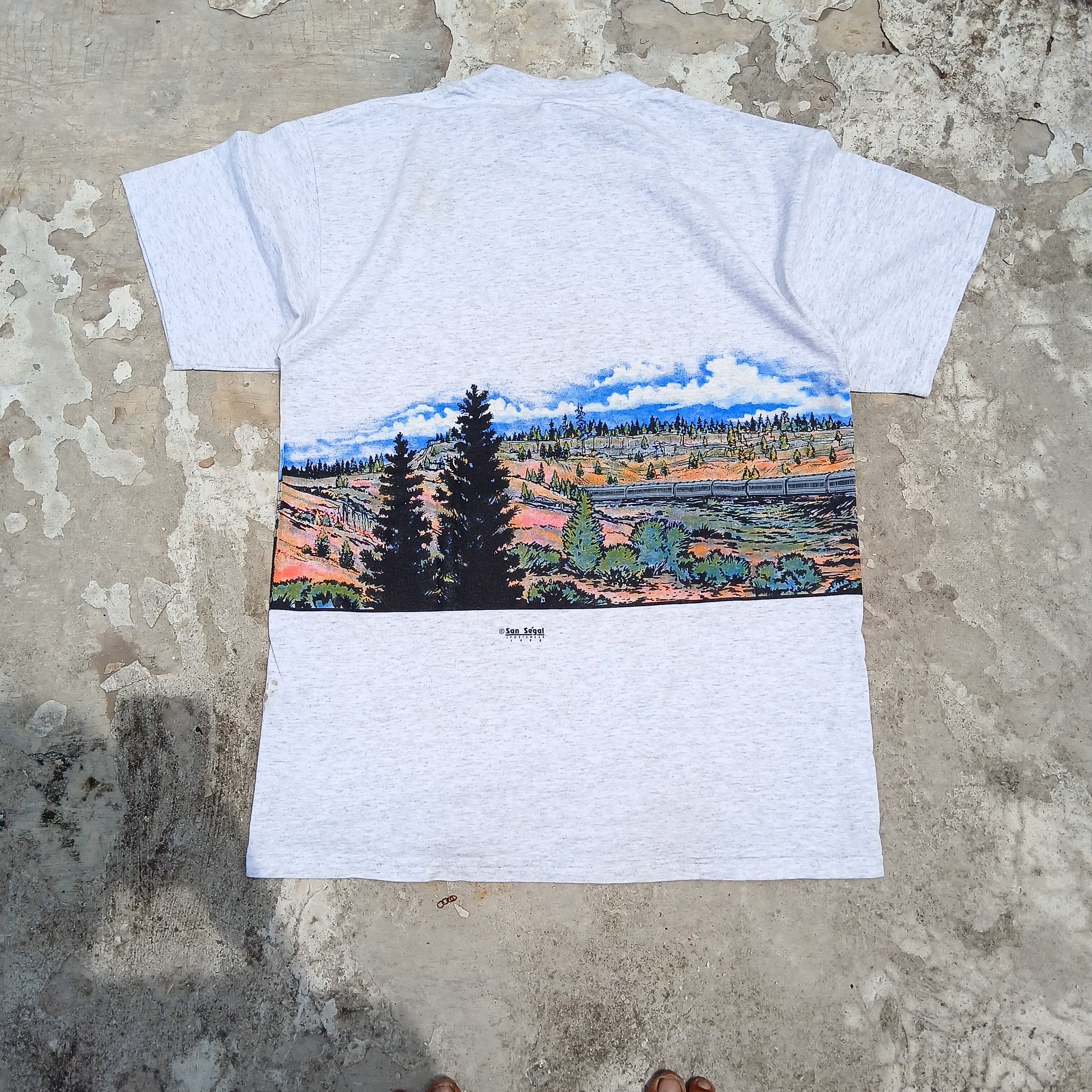 Vintage 🔥Rare🔥 Vintage train art 90s Size US L / EU 52-54 / 3 - 2 Thumbnail