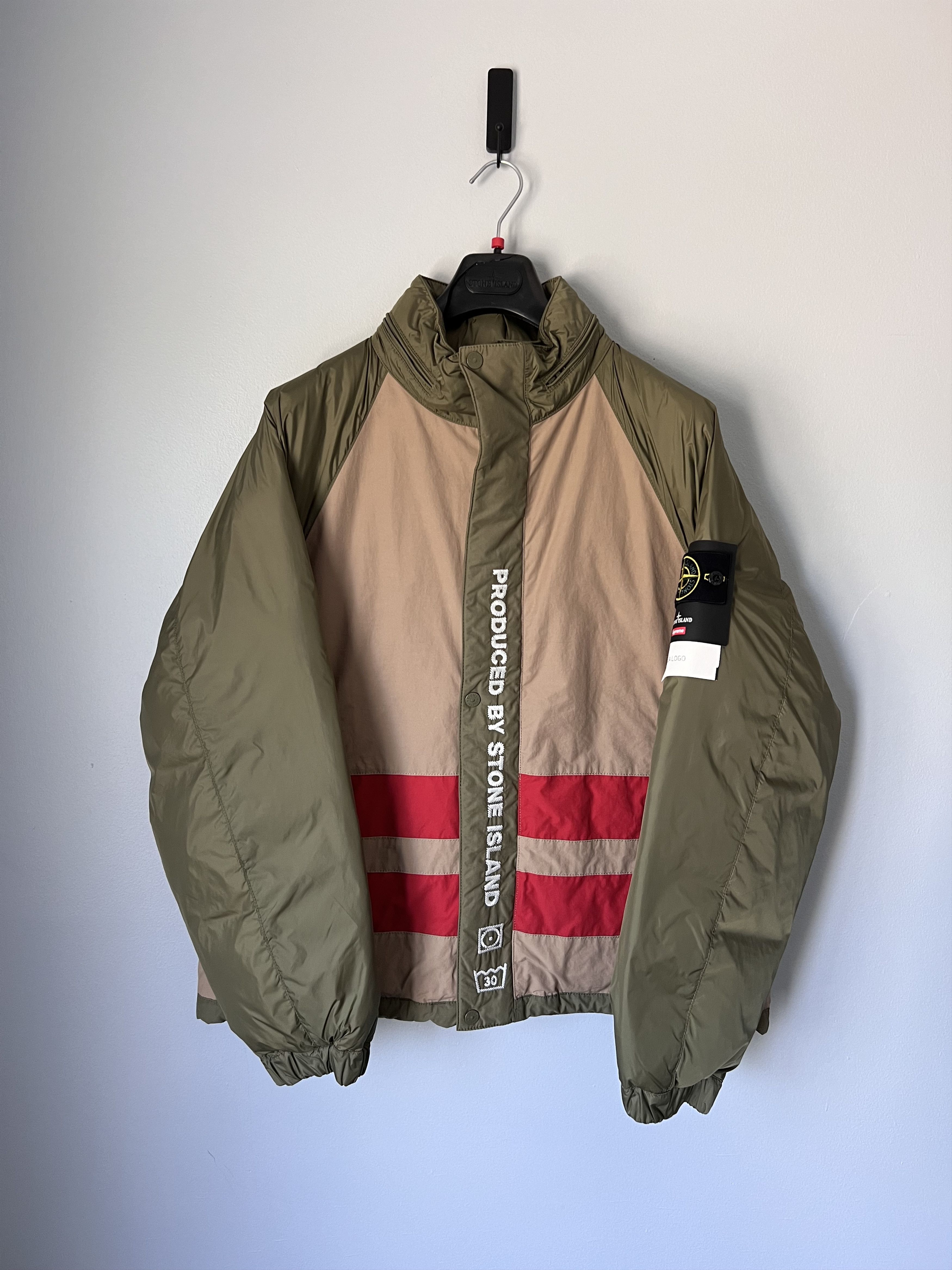 Supreme Stone Island Reversible Down Puffer Jacket in Olive