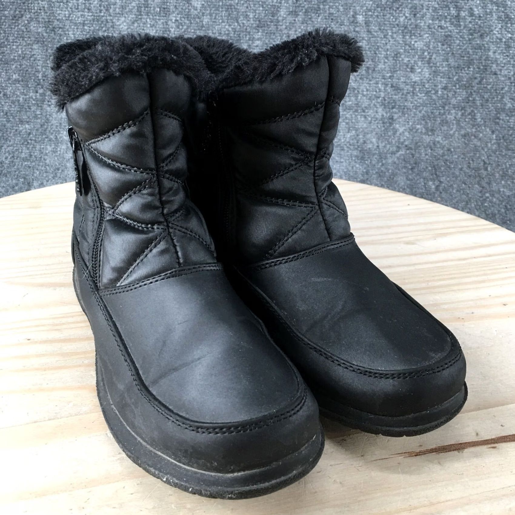 Vintage Totes Boots Womens 6 M Silverton Faux Fur Lined Winter Black Faux Leather Zip Boots Size US 6 / IT 36 - 3 Thumbnail