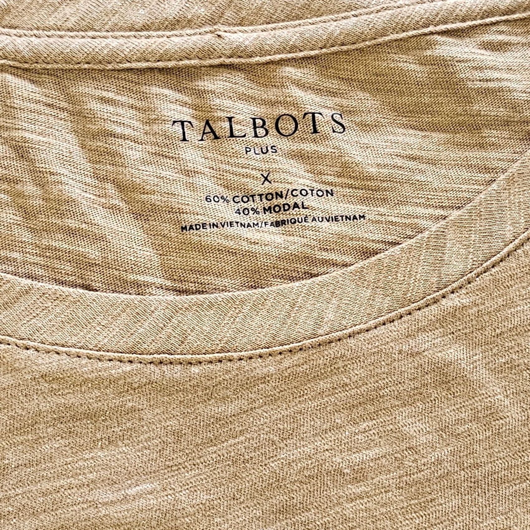 Talbots Talbots Top Womens 0X Beige Gold Shimmer Short Sleeve Round Neck Blouse Size XL / US 12-14 / IT 48-50 - 3 Thumbnail