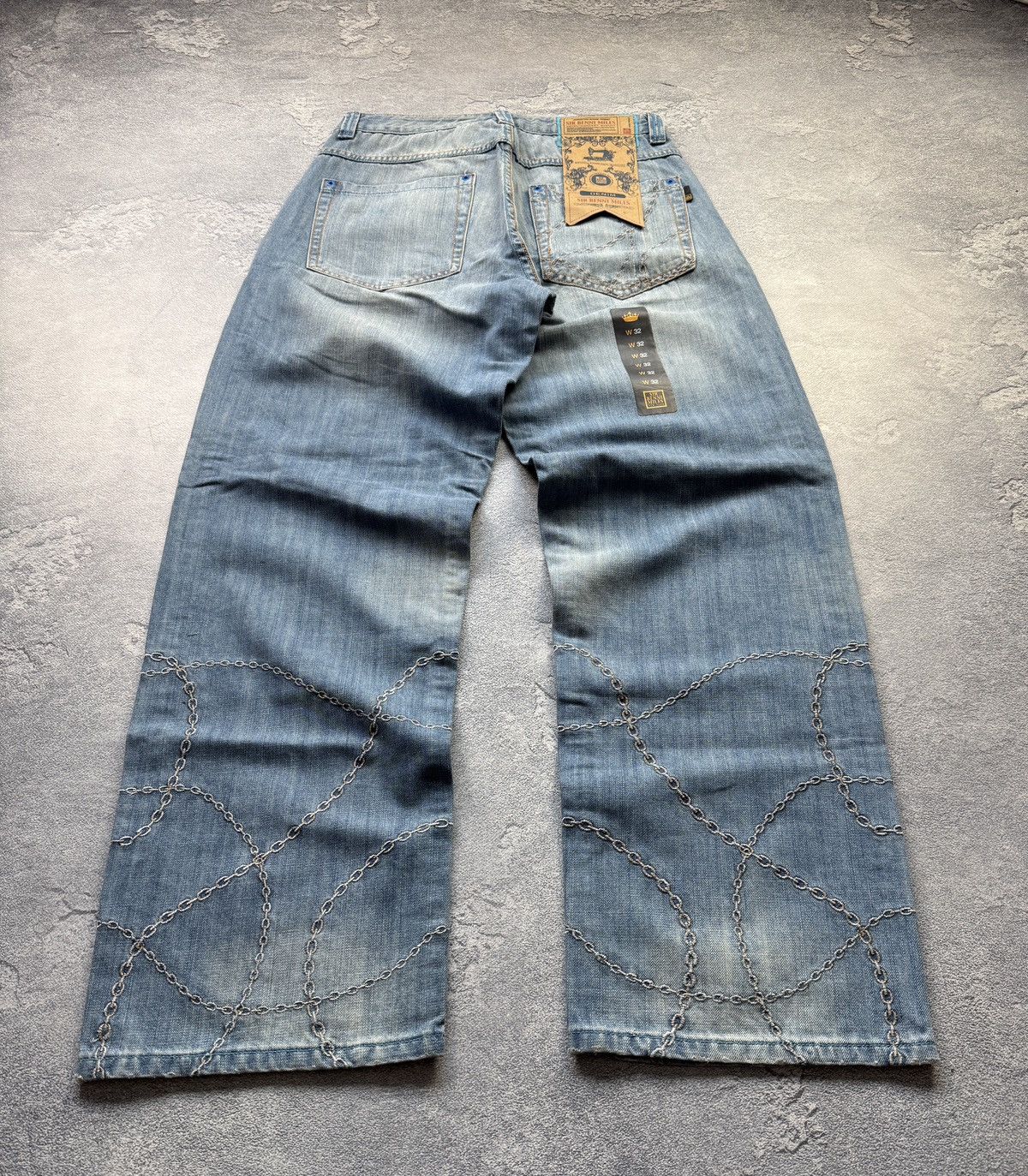 Other Sir Benni Miles Chain Pattern Stitch Washed Jeans Baggy Y2K Size US 32 / EU 48 - 2 Thumbnail