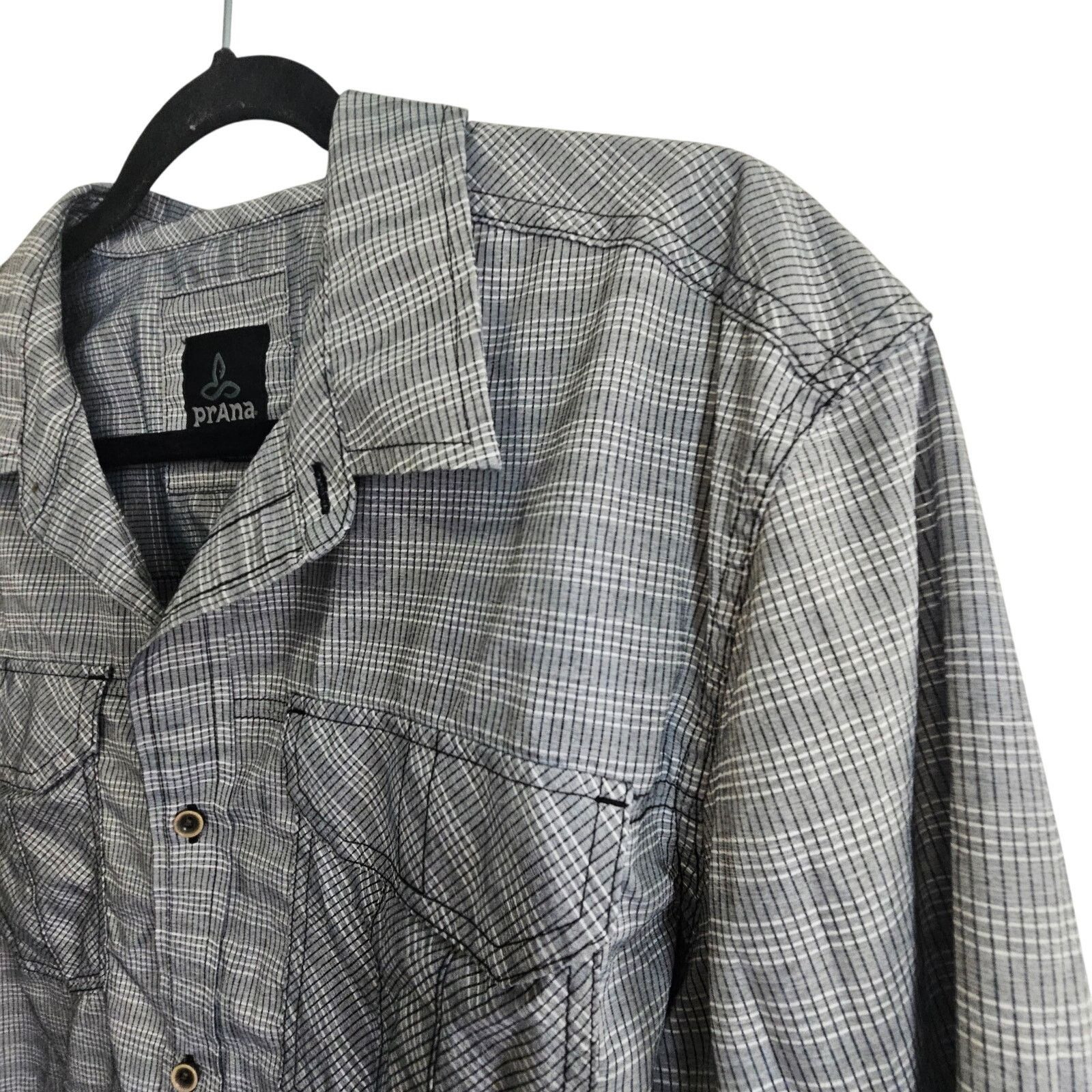Prana Prana Mens Shirt Gray Outdoor Breathable Lightweight Check L Size US L / EU 52-54 / 3 - 5 Thumbnail