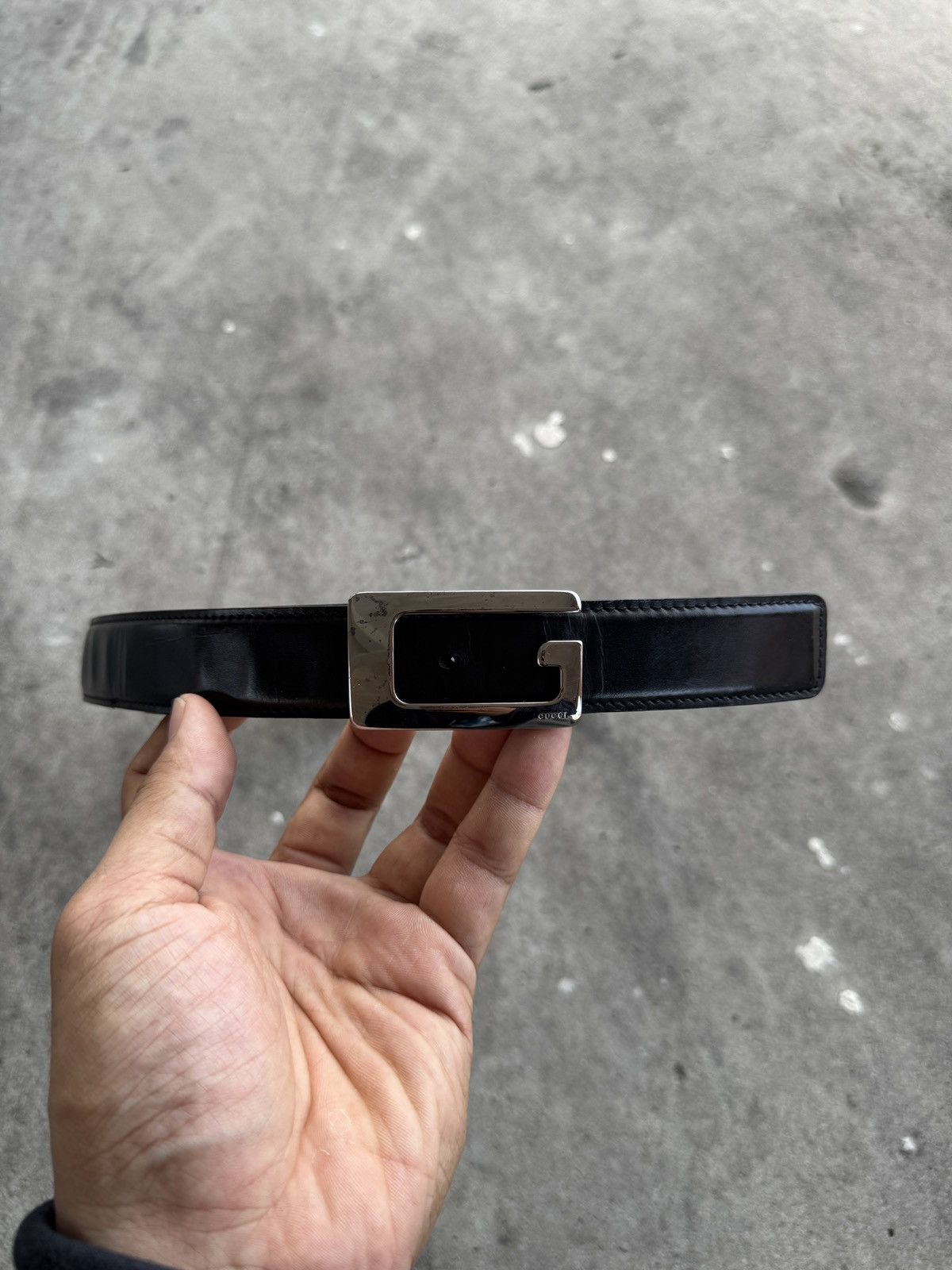 Gucci Gucci Square G Buckle Black Leather Belt Size ONE SIZE - 10 Thumbnail