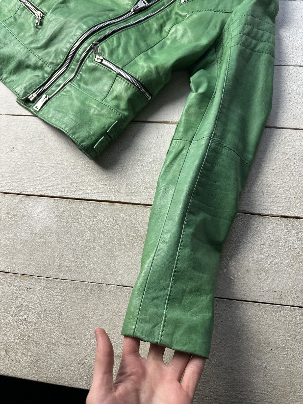 Other 🚨Y2K RICK OWENS TYPE DIRTY SLIM FIT ZIP LEATHER JACKET Size S / US 4 / IT 40 - 2 Thumbnail