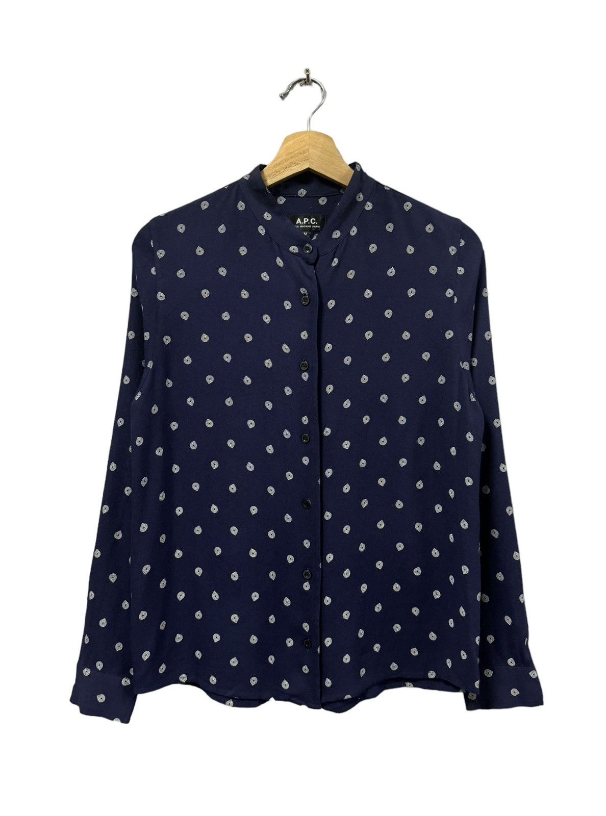 A.P.C. Vtg🔥A.P.C Printed Design Mandarin Collar Rayon Button Up Size US M / EU 48-50 / 2 - 1 Thumbnail