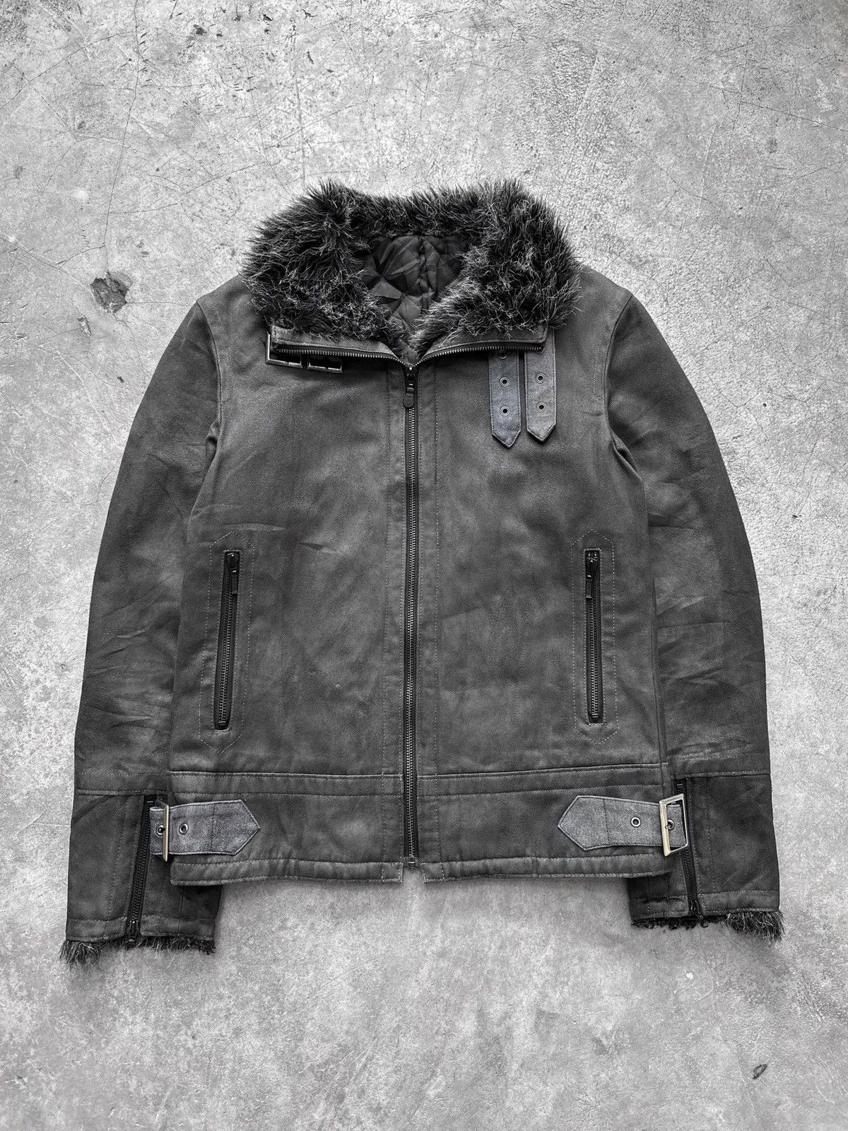 If Six Was Nine Tornado Mart Suede Fur Collar Rider Jacket | Grailed