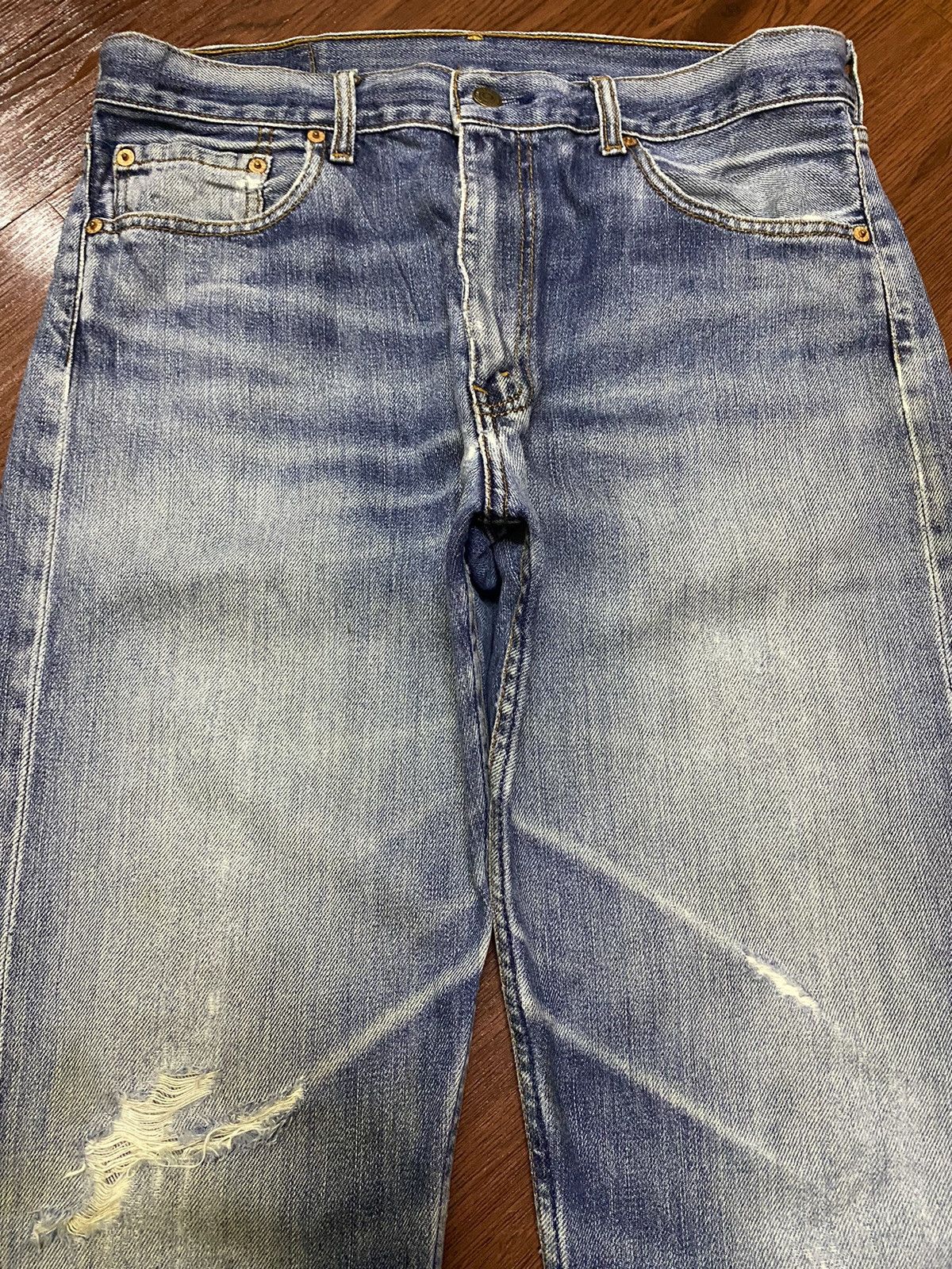 Levi's Vintage Clothing Vintage Levis505 90s Blue Wash Distressed Jeans Size US 34 / EU 50 - 3 Thumbnail