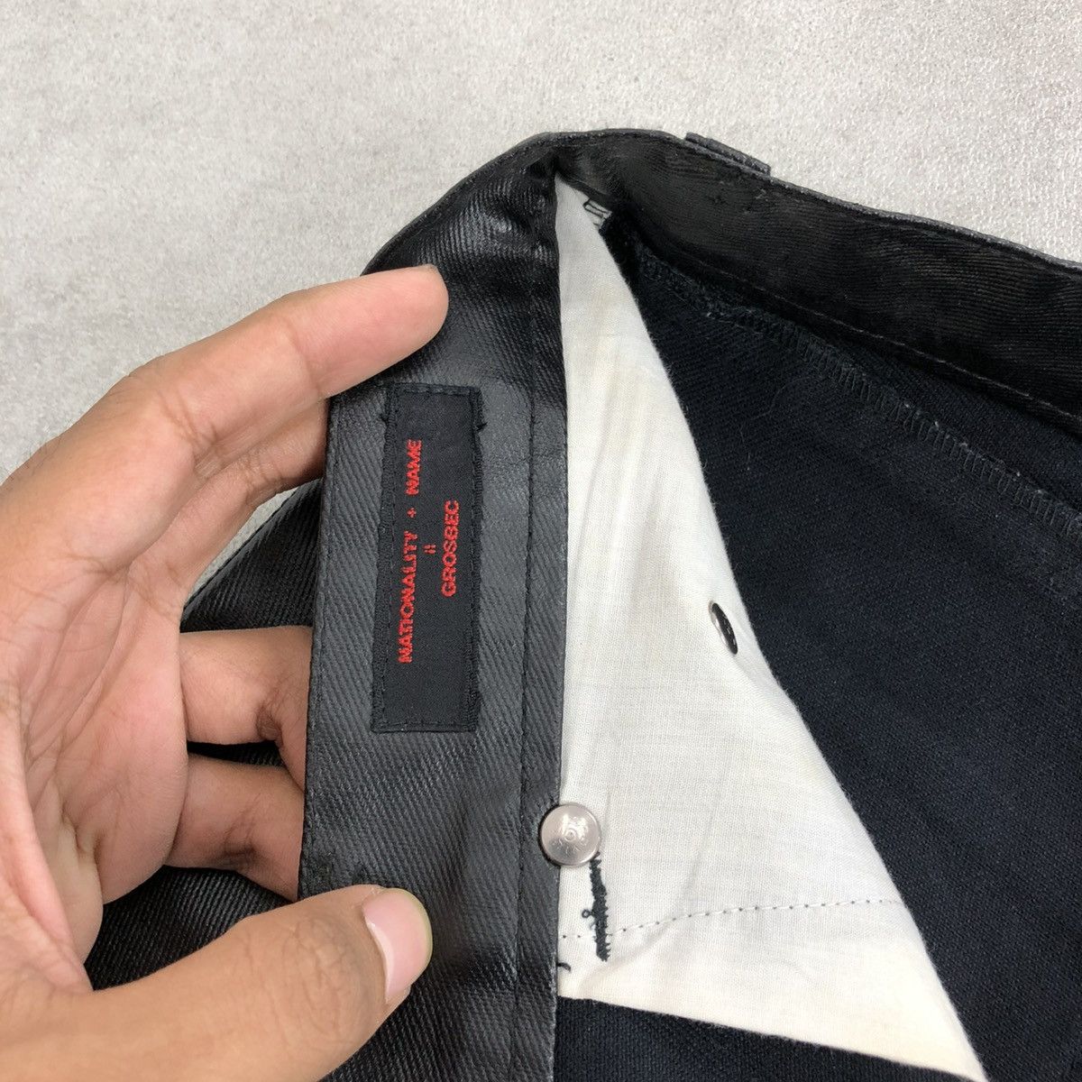 If Six Was Nine 🇯🇵 2000s Nationality + Name Grosbec Waxed Coated Jeans Pants Size US 30 / EU 46 - 8 Thumbnail