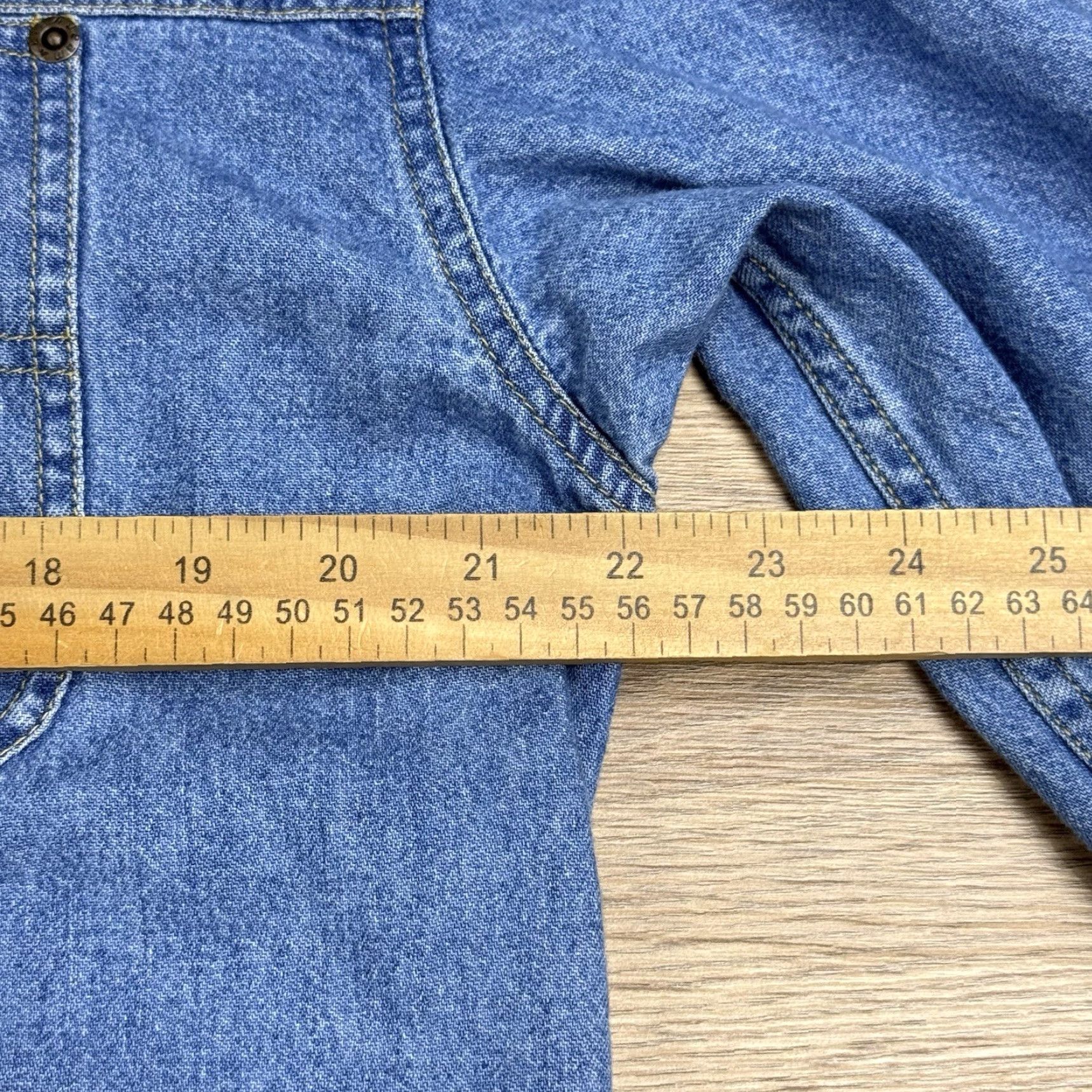 Denime VTG Liz Authentic Blue Denim Shirt Dress Knee Length Long Sleeve Size M Womens Shirt Dress Buttons Pocket Casual Size M / US 6-8 / IT 42-44 - 5 Thumbnail