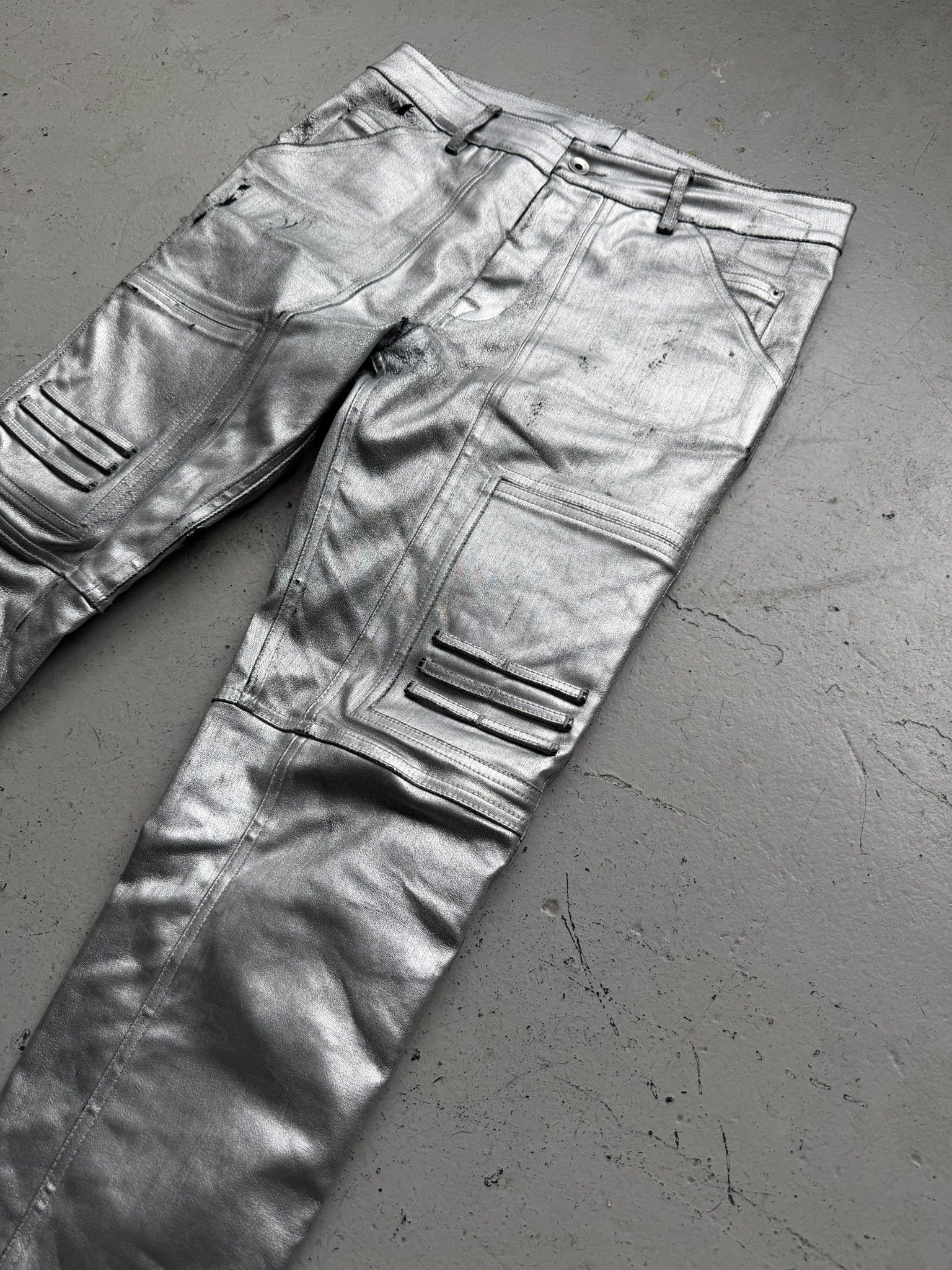 Rick Owens Drkshdw Rick Owens DRKSHDW FW19 Aluminum Waxed Nagakin Jeans Size US 32 / EU 48 - 2 Thumbnail