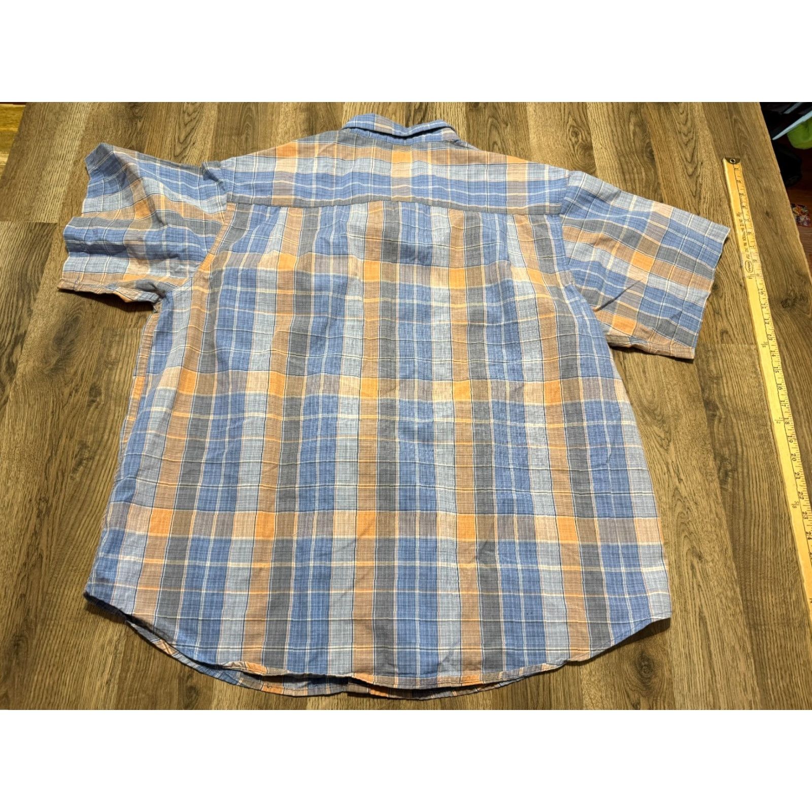 Haggar Haggar Shirts Men's XXL Blue Orange Short Sleeve Button Up Plaid Casual Shirt Size US XXL / EU 58 / 5 - 2 Thumbnail