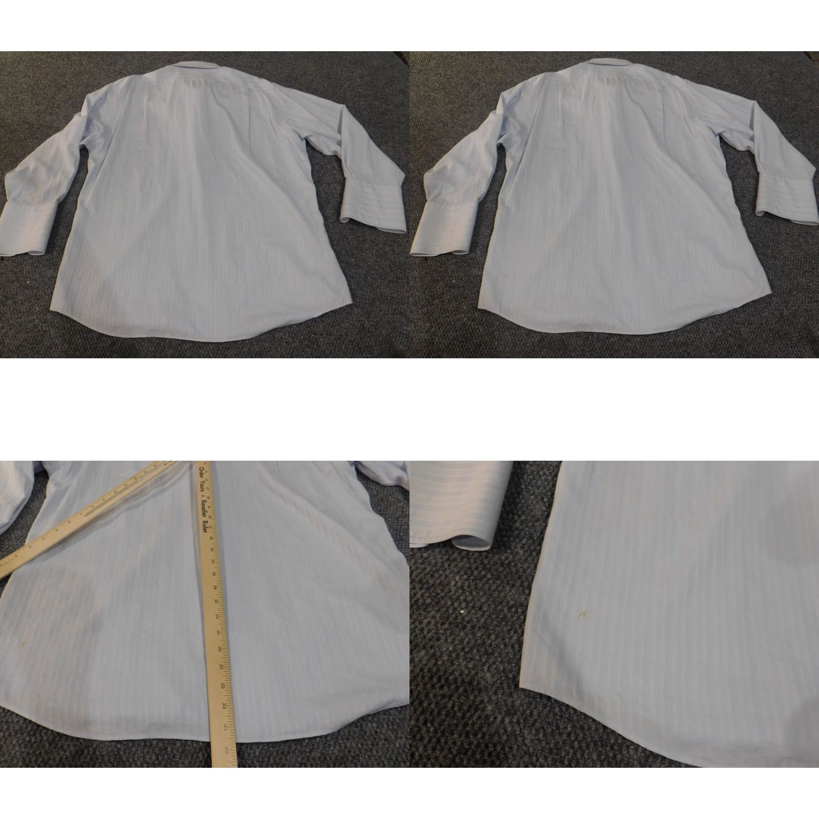 Vintage Paul Fredrick Dress Shirt Mens 17.5 Blue Pinpoint Button Up Collar Down Barrel Cuff Non-Iron Breathable Easy Care Fabric Knit Size 48R - 9 Thumbnail