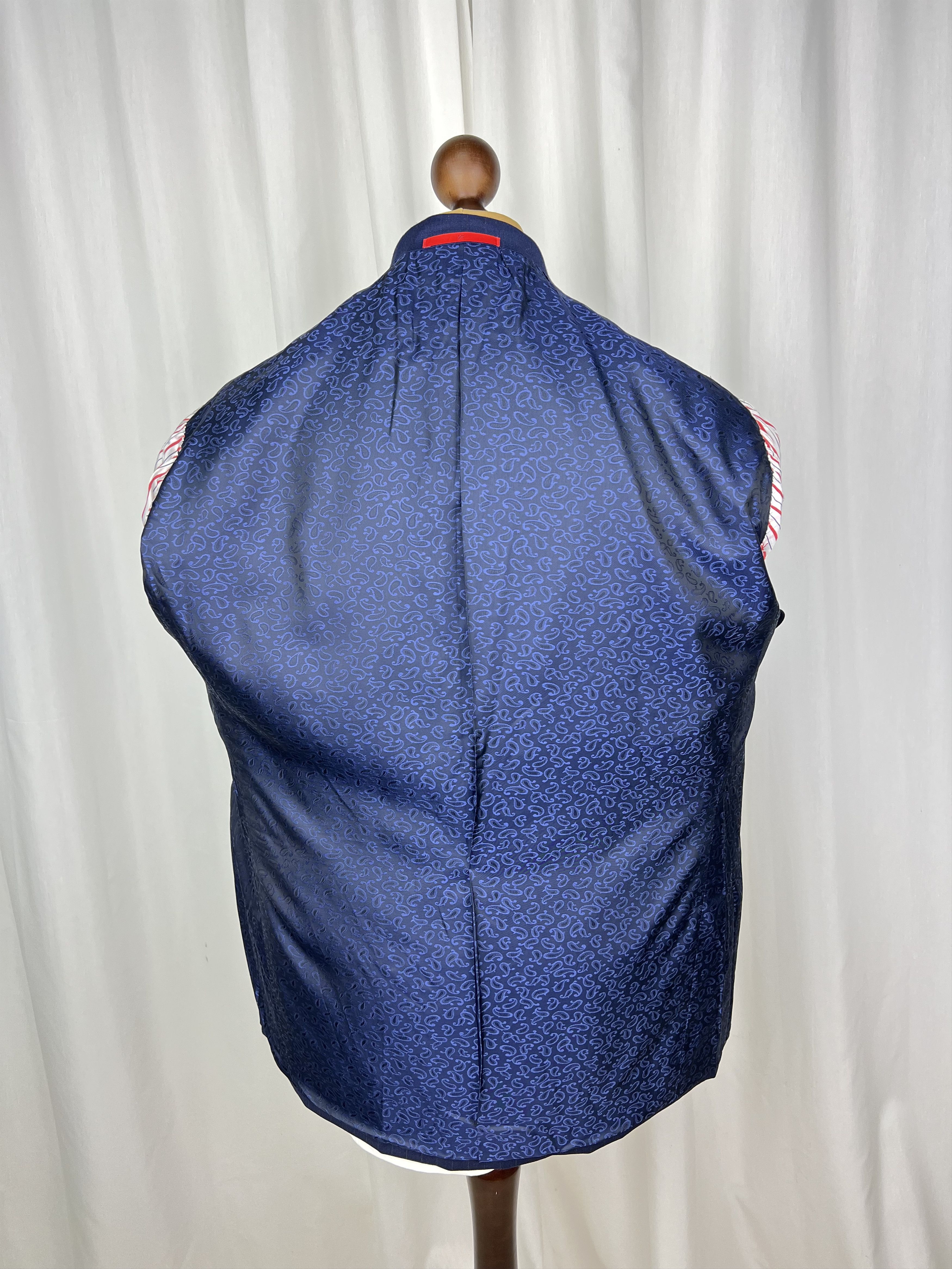 Isaia NWT Bespoke Shiny Striped Wool Peak-Lapel Tuxedo Blazer Size 46R - 2 Thumbnail