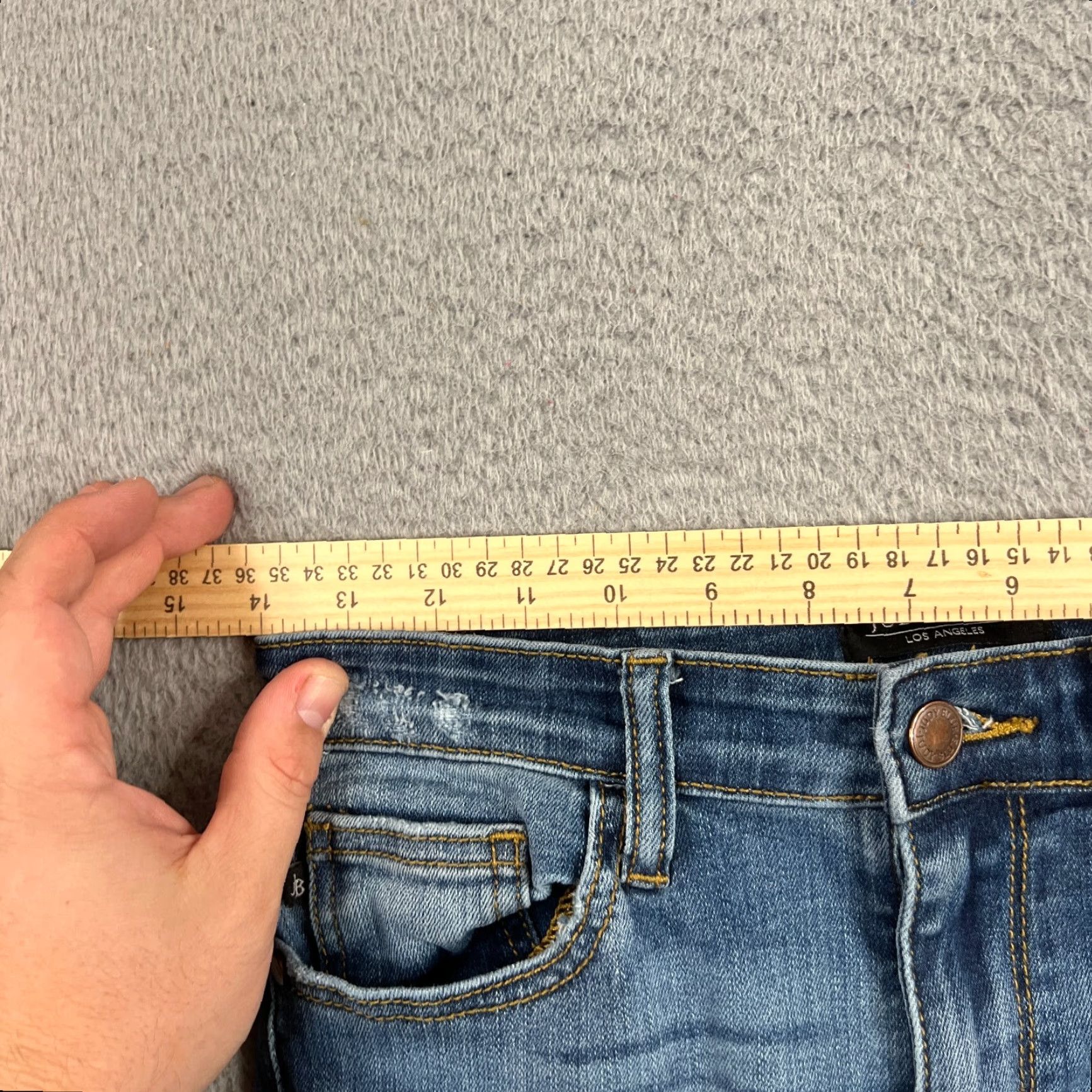 Vintage Judy Blue Relaxed Fit Jeans Mid Rise 28 Blue Denim Cotton Blend 5-Pocket Distressed Whiskering Logo Button Zipper Womens Jeans JB8271DK Size 28" / US 6 / IT 42 - 4 Thumbnail
