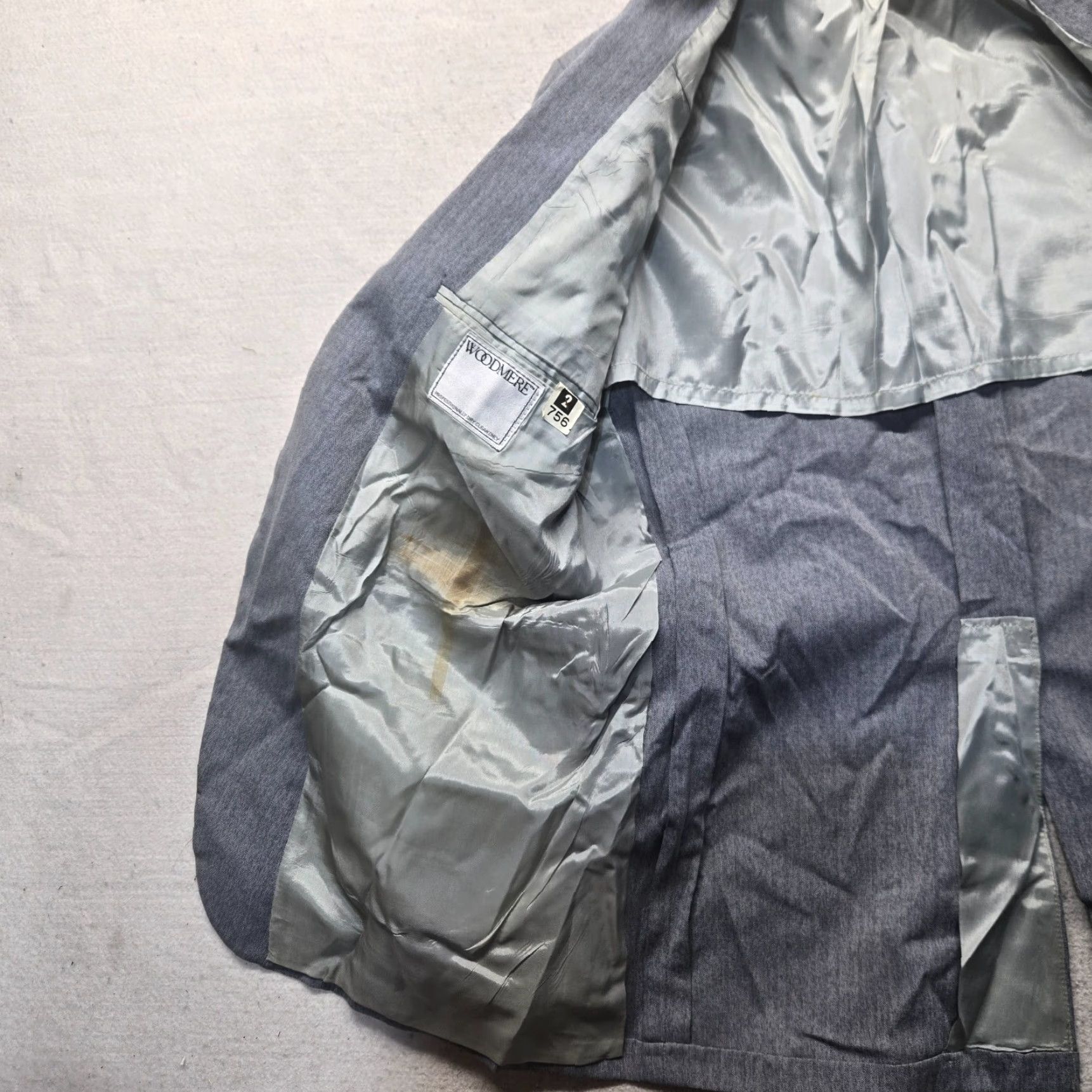 Vintage Woodmere Blazer Shirt Gray 2 Button Adult Mens Size 44 R City Classic Modern 80s 90s Designer Italian Wedding Jacket Size 44R - 3 Thumbnail
