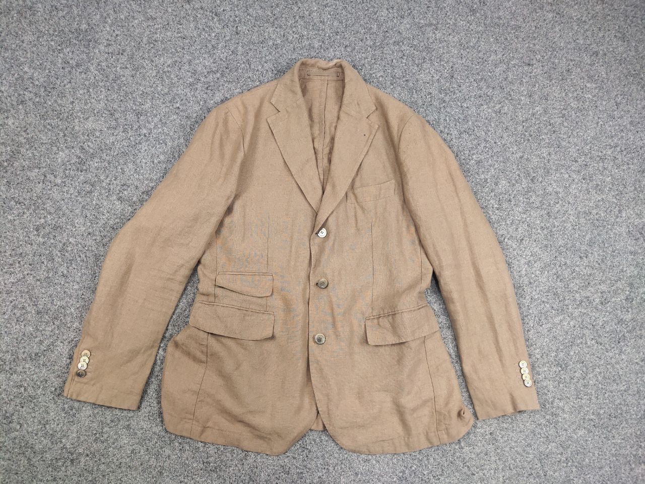 Japanese Brand Man by Carlos Castillo Design Beige Linen Mens Blazer Jacket Size US L / EU 52-54 / 3 - 12 Thumbnail