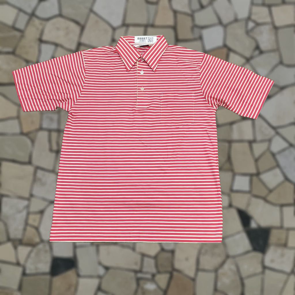Vintage VINTAGE Manhattan Nature Knit Striped Polo Shirt Mens Small 3-Button Placket Cotton Poly Red White Knit Polo Shirt 70s Bohemian Mens S Size US S / EU 44-46 / 1 - 1 Thumbnail