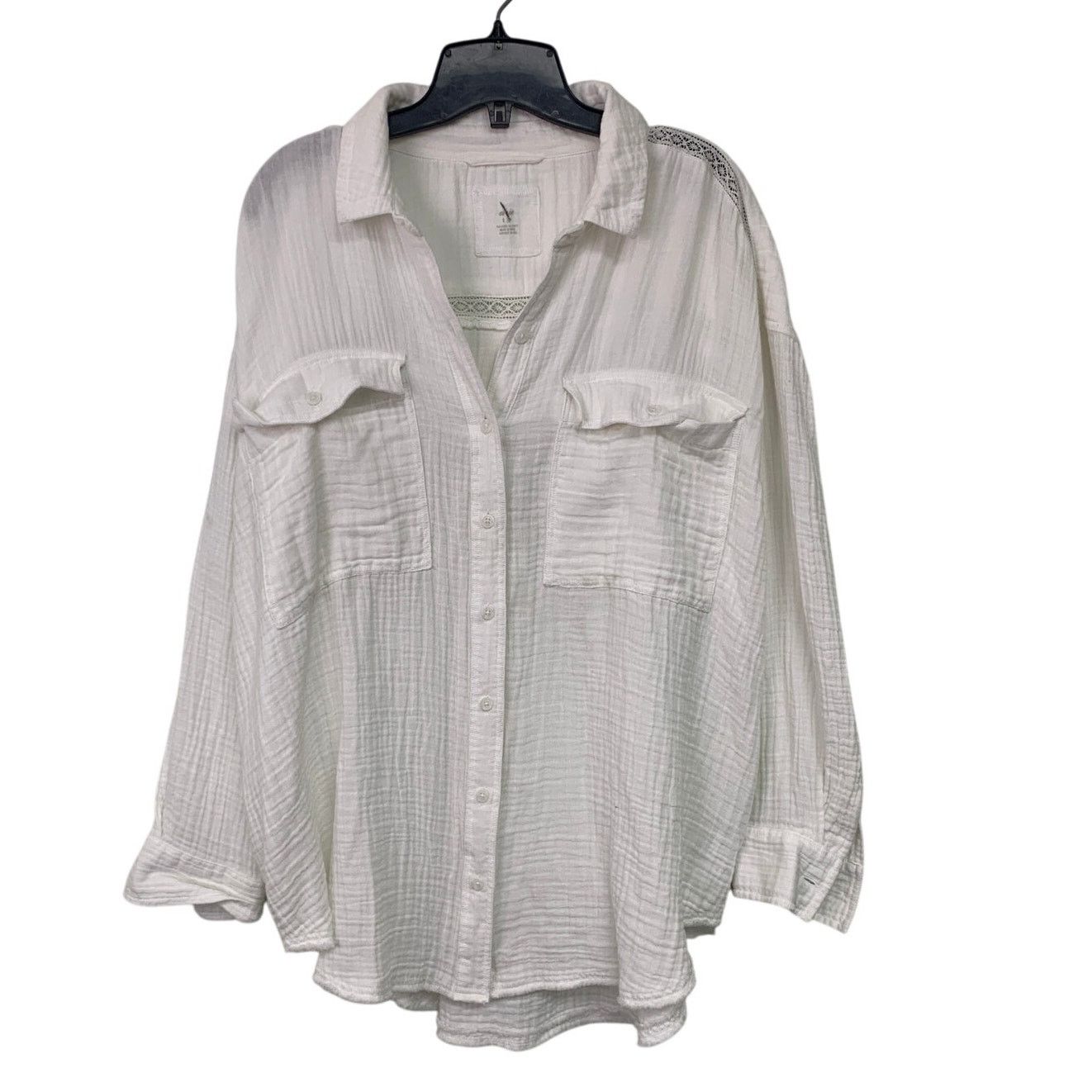 American Eagle Outfitters New Aerie Long Sleeve 100% Cotton Collared Button Up Shirt Size XXL / US 16-18 / IT 52-54 - 1 Thumbnail