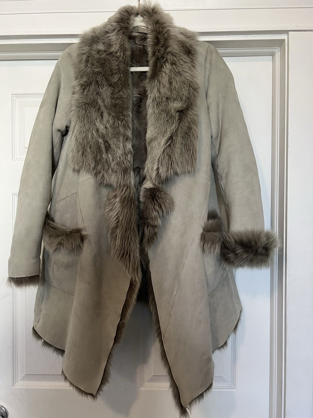 image of Kiton Pelle Dona Coat in Grey, Women's (Size Medium)
