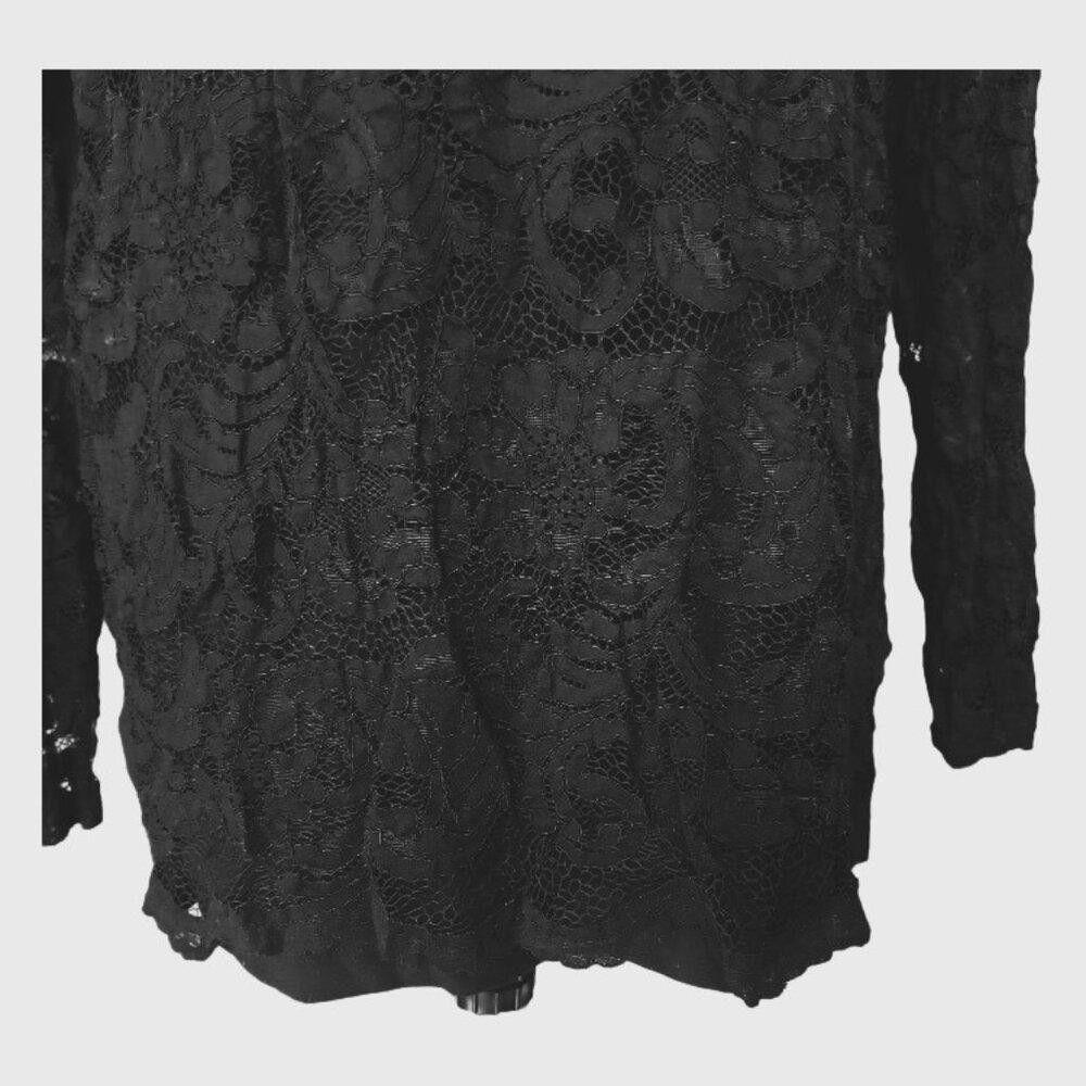 Chicos CT1528 Chico's Black Lace Front Long Sleeve Top XL Size XL / US 12-14 / IT 48-50 - 2 Thumbnail