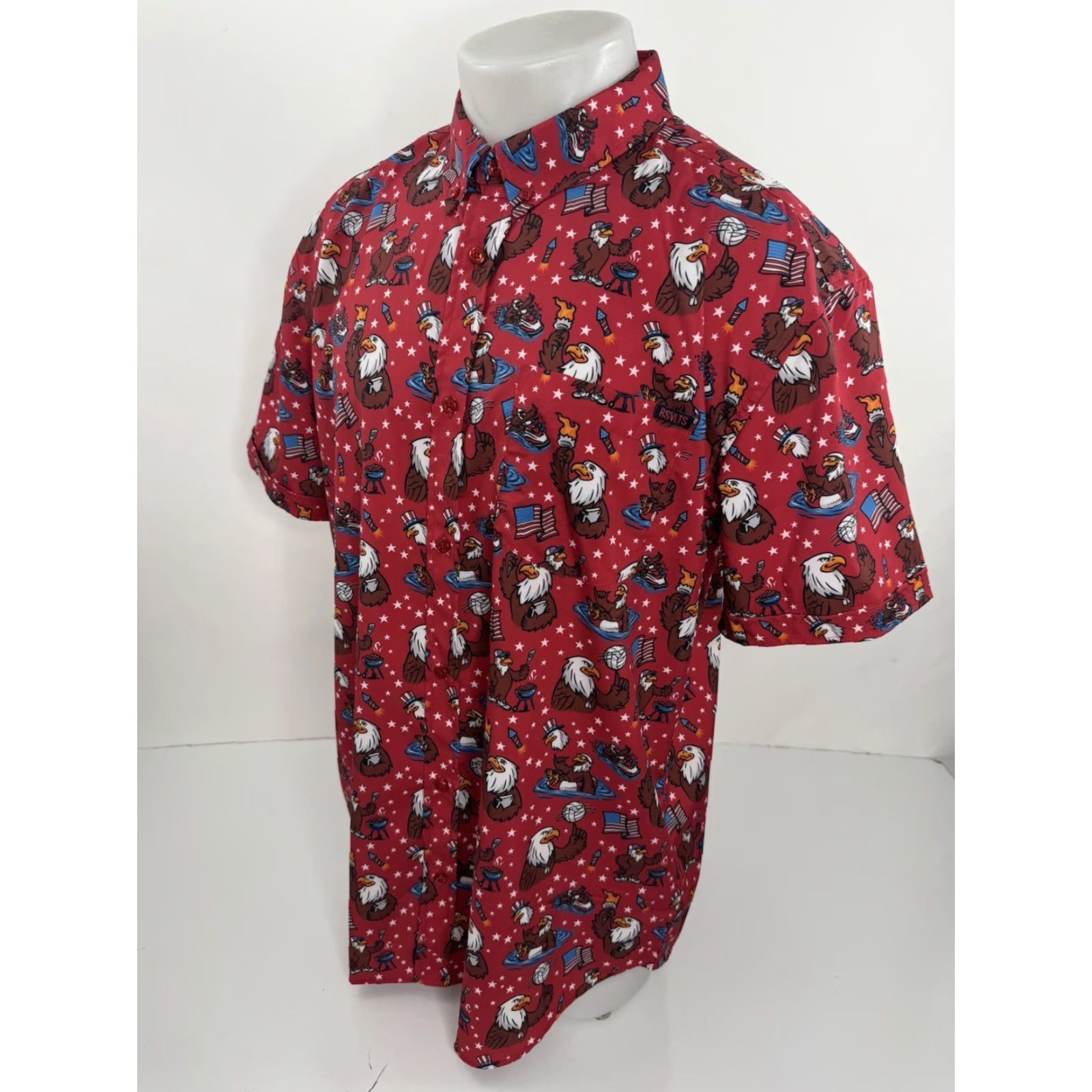 Vintage RSVLTS - 4th of JULY Independence Murica Eagle Bbq USA America XL Shirt EXC Men Short Sleeve Button-Up Red 4th of July"} Size US XL / EU 56 / 4 - 2 Thumbnail