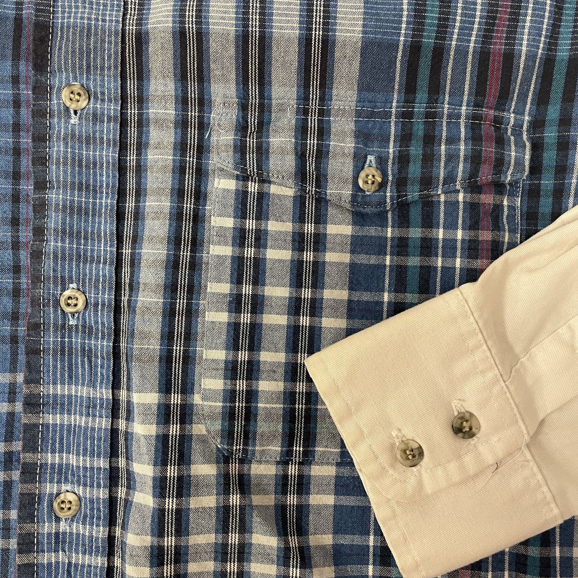 Wrangler NOS New Vtg Wrangler Blue Check Color Block RODEO Shirt Size US L / EU 52-54 / 3 - 8 Thumbnail