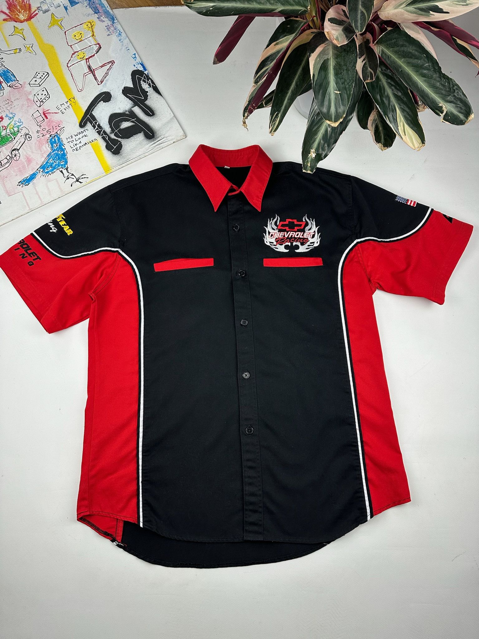Vintage Vintage Chevrolet Racing Shirt flame Harley Davidson style Size US XL / EU 56 / 4 - 2 Thumbnail
